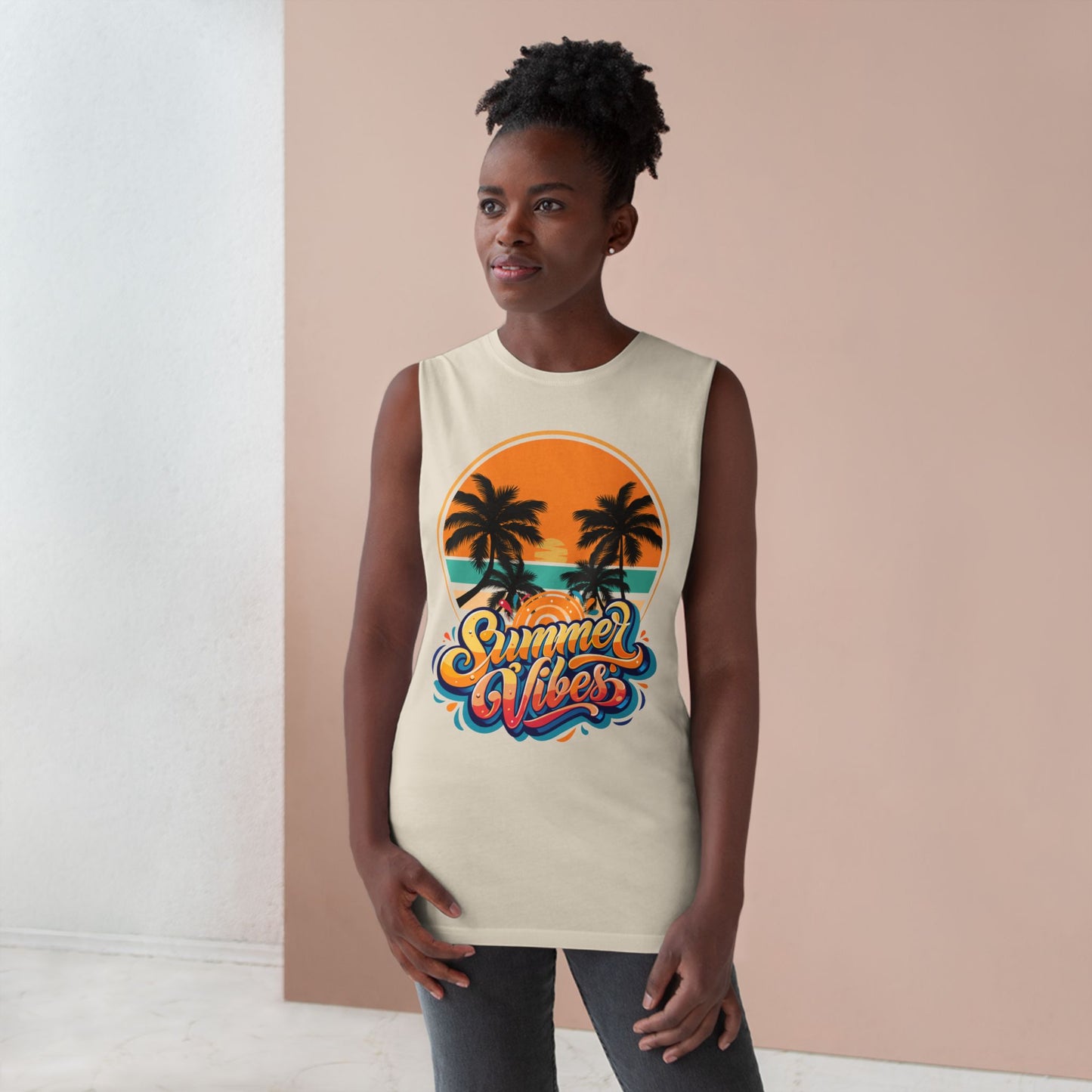 Summer Vibes Tank Top, Unisex Beachwear, Tropical Tee, Vacation Shirt, Casual Summer Apparel, Gift for Him/Her