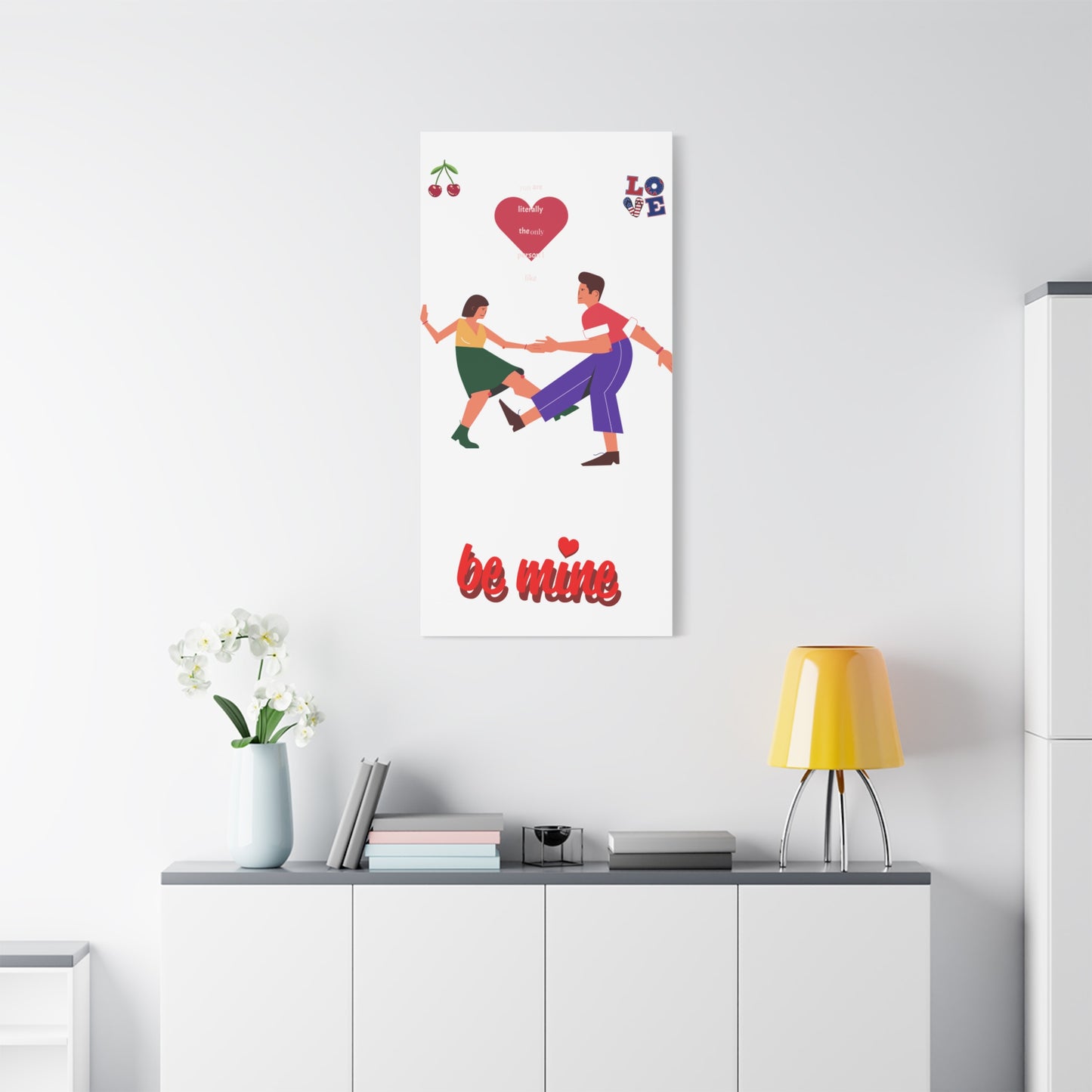 Vibrant Canvas Art Print, Cute Couple Dancing, Valentine's Gift, Home Decor, Love Quote Art, Heartfelt Wall Decoration