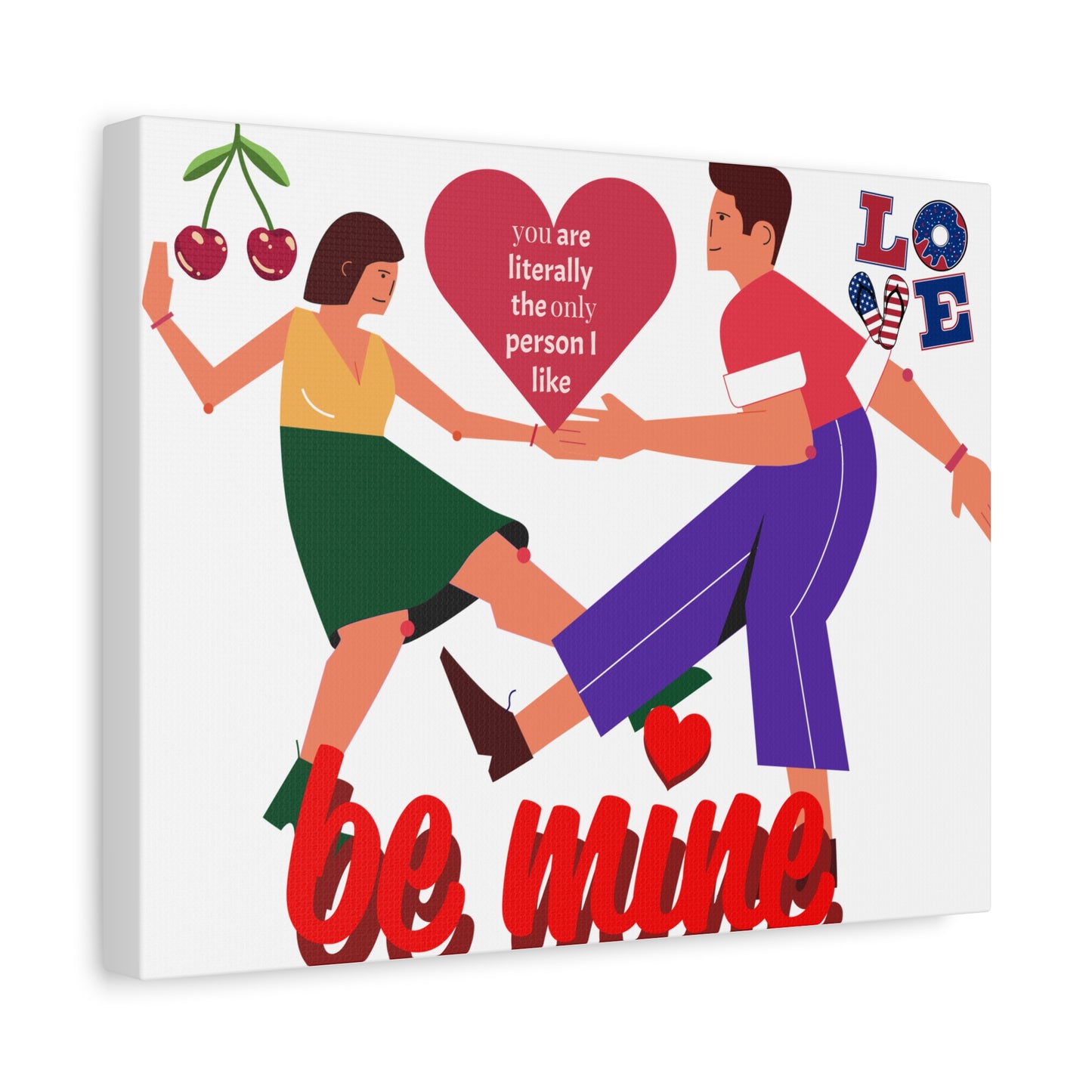 Vibrant Canvas Art Print, Cute Couple Dancing, Valentine's Gift, Home Decor, Love Quote Art, Heartfelt Wall Decoration