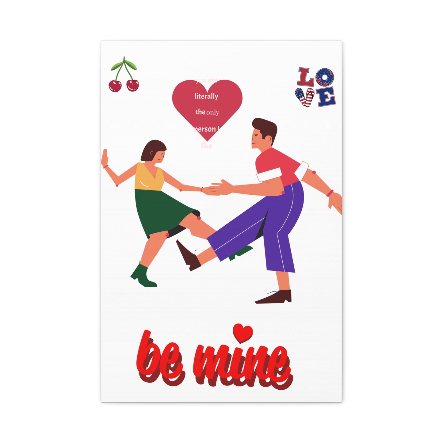 Vibrant Canvas Art Print, Cute Couple Dancing, Valentine's Gift, Home Decor, Love Quote Art, Heartfelt Wall Decoration