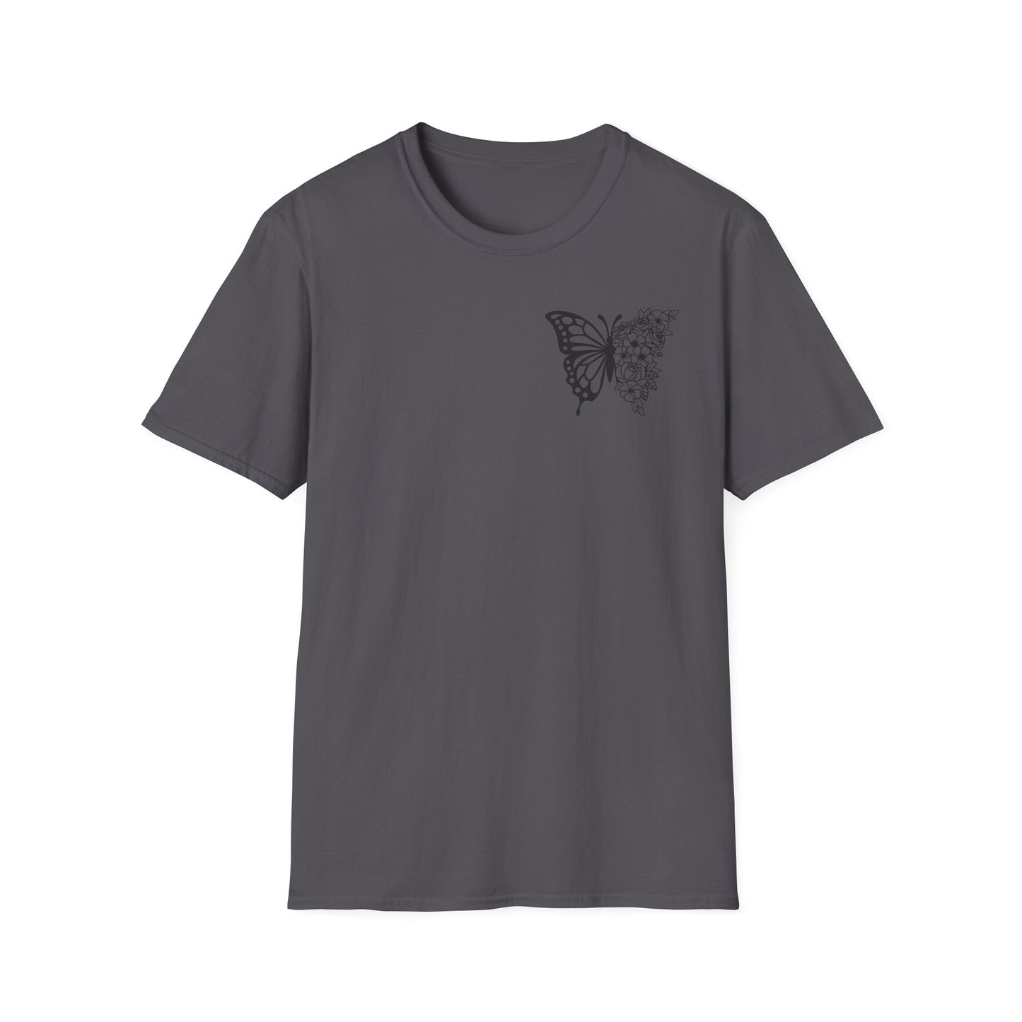 Butterfly Inspirational T-Shirt  Softstyle Tee for Nature Lovers, Casual Wear, Gift for Friends, Thoughtful Quote Shirt