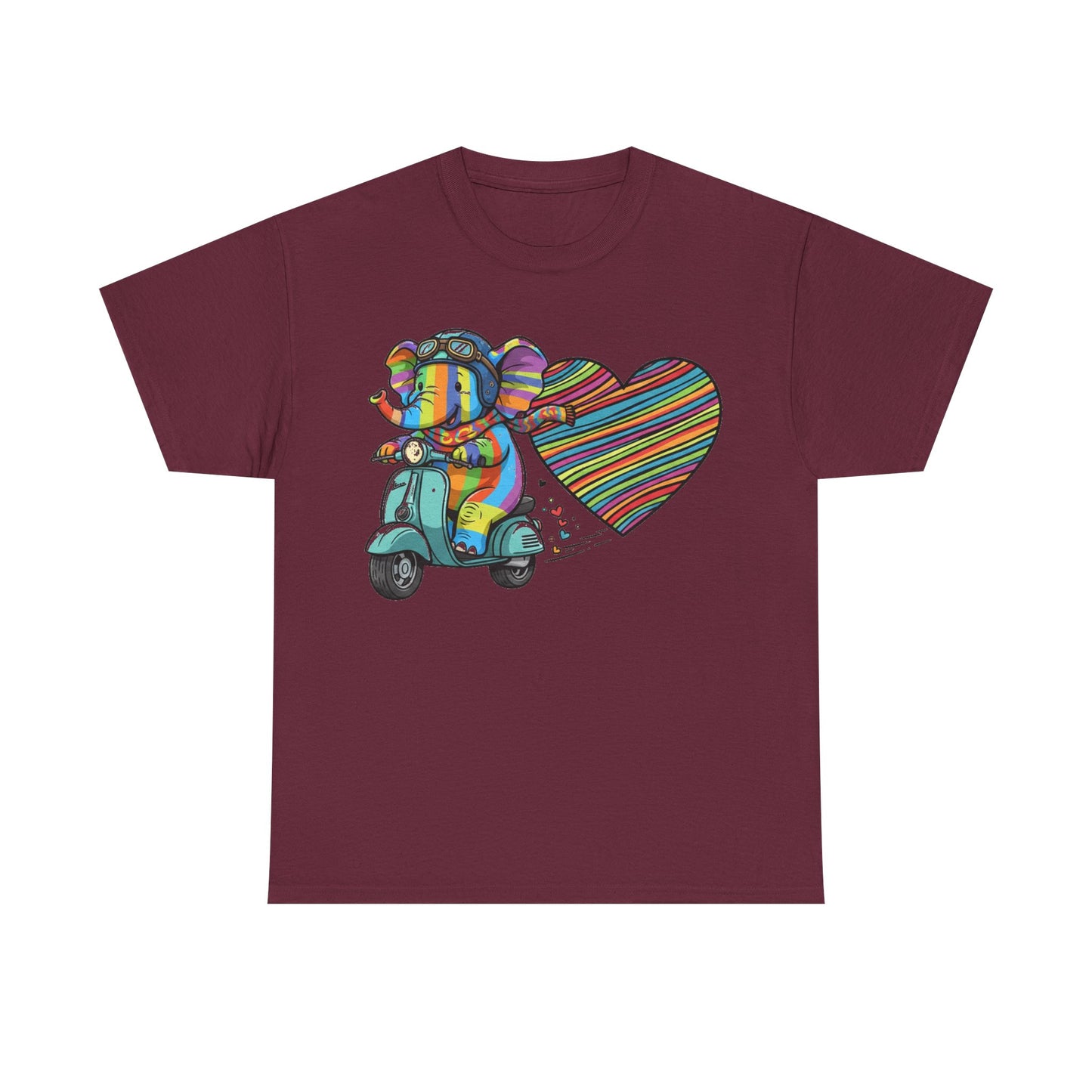 Vibrant Elephant Love Tee, Unisex Cotton T-Shirt, Colorful Graphic T-Shirt, Unique Gift for Animal Lovers, Casual Wear, Cute Apparel