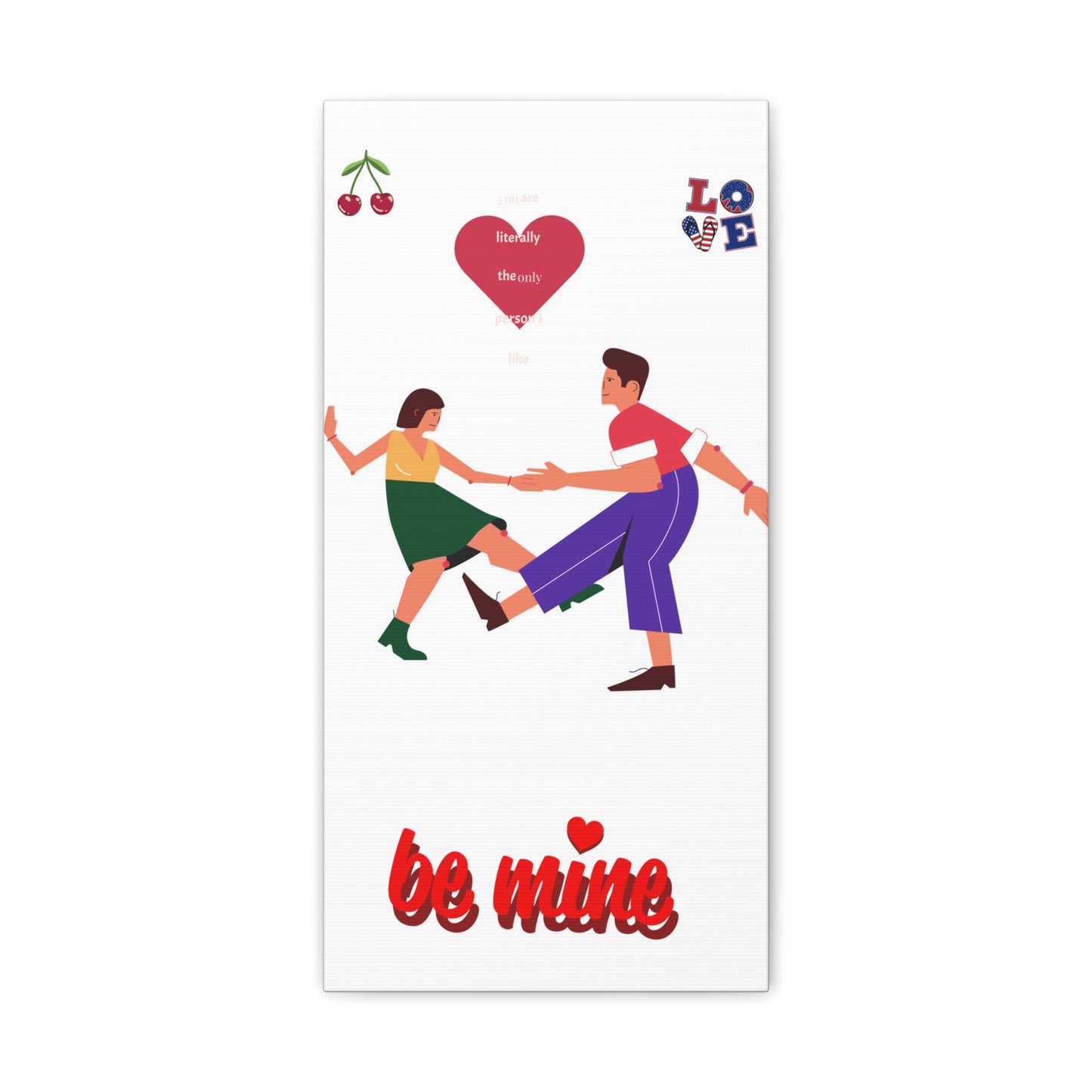 Vibrant Canvas Art Print, Cute Couple Dancing, Valentine's Gift, Home Decor, Love Quote Art, Heartfelt Wall Decoration