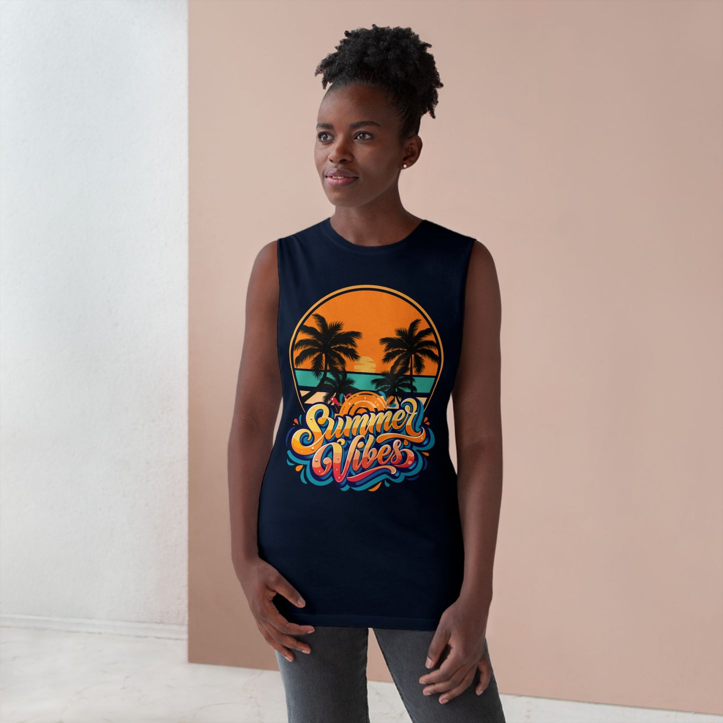 Summer Vibes Tank Top, Unisex Beachwear, Tropical Tee, Vacation Shirt, Casual Summer Apparel, Gift for Him/Her