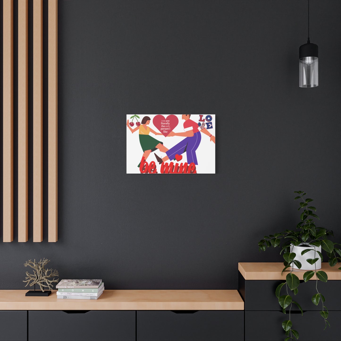 Vibrant Canvas Art Print, Cute Couple Dancing, Valentine's Gift, Home Decor, Love Quote Art, Heartfelt Wall Decoration