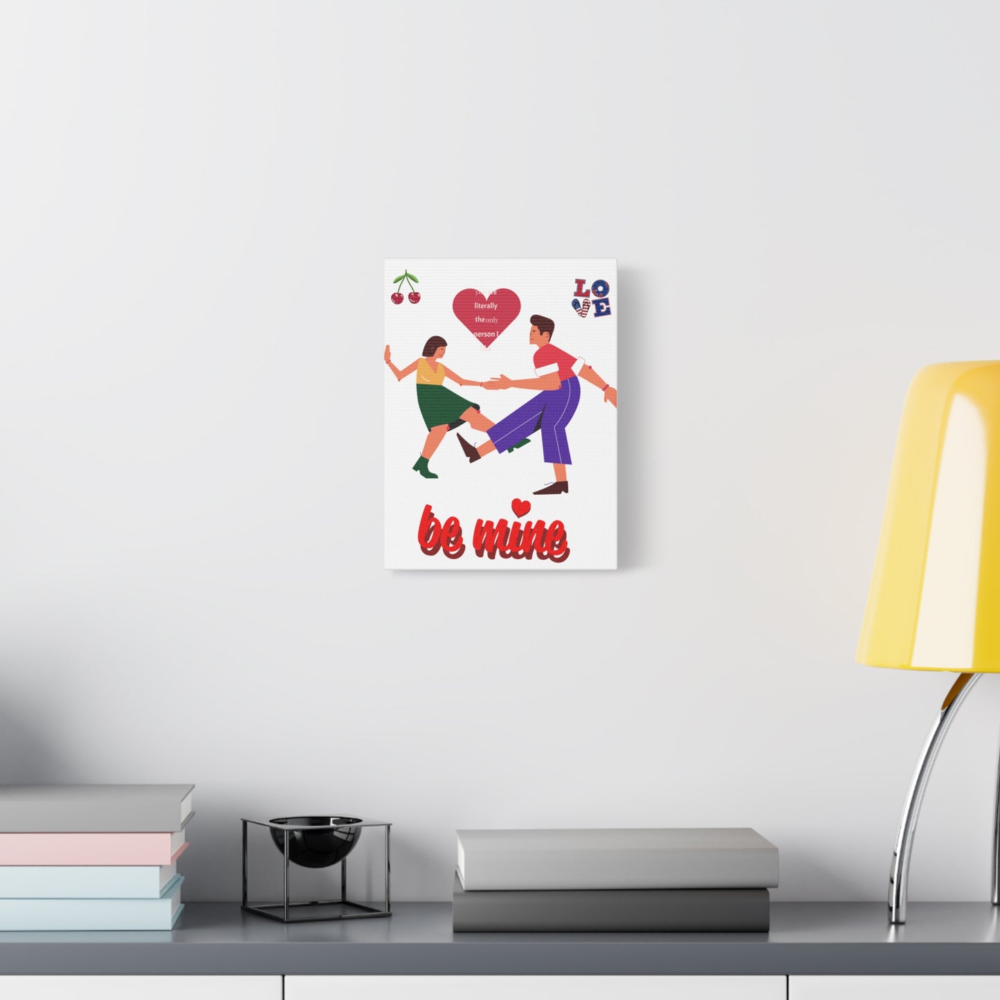 Vibrant Canvas Art Print, Cute Couple Dancing, Valentine's Gift, Home Decor, Love Quote Art, Heartfelt Wall Decoration