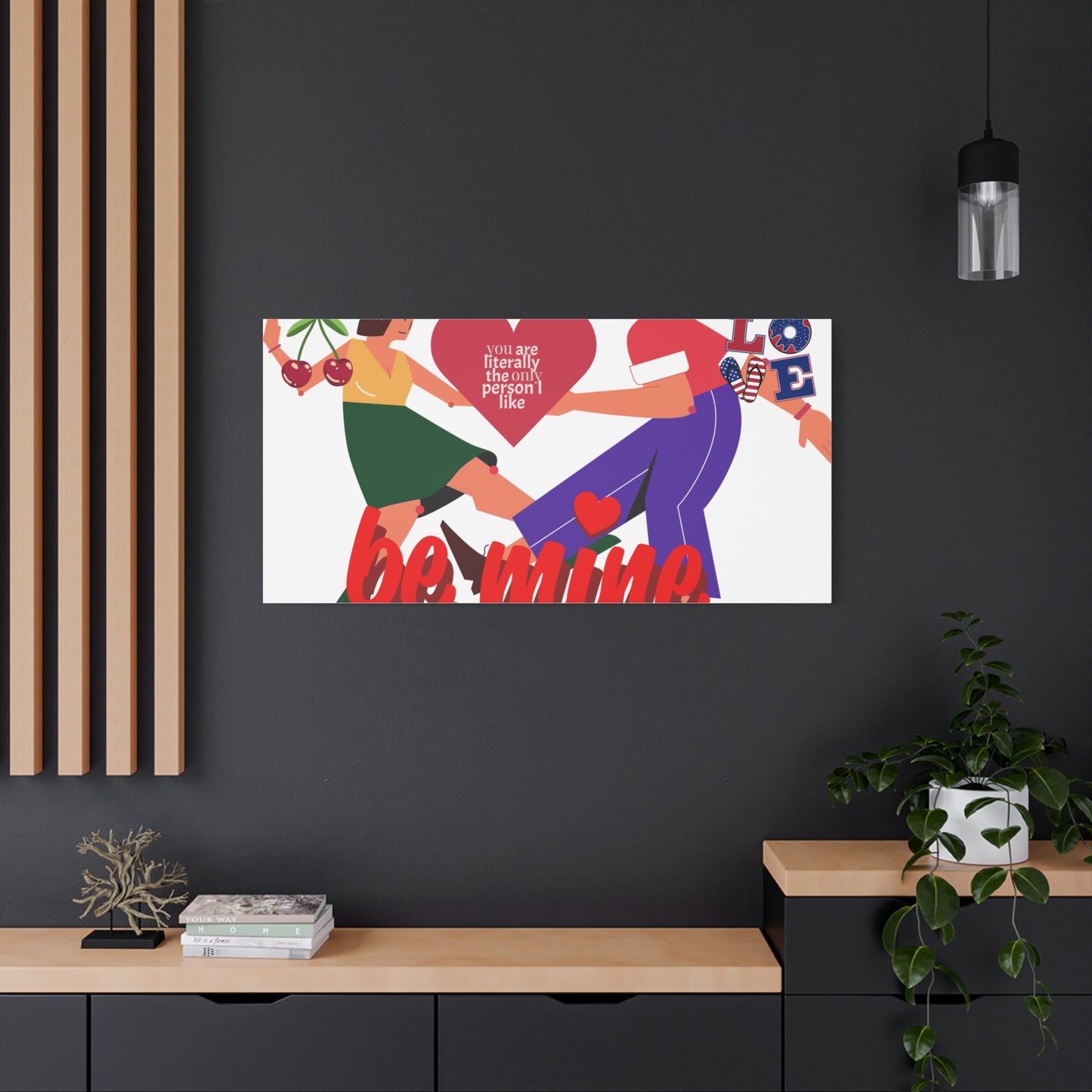 Vibrant Canvas Art Print, Cute Couple Dancing, Valentine's Gift, Home Decor, Love Quote Art, Heartfelt Wall Decoration