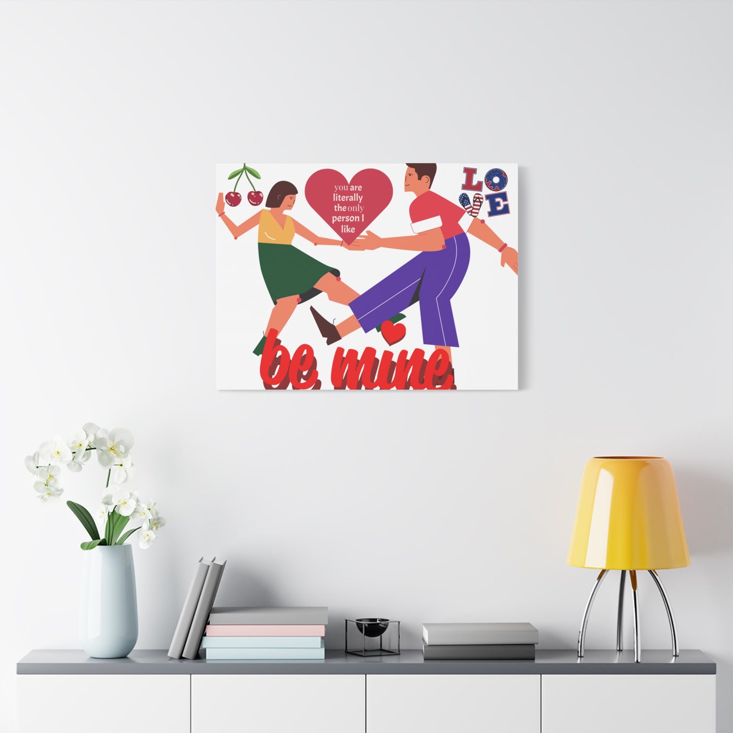Vibrant Canvas Art Print, Cute Couple Dancing, Valentine's Gift, Home Decor, Love Quote Art, Heartfelt Wall Decoration