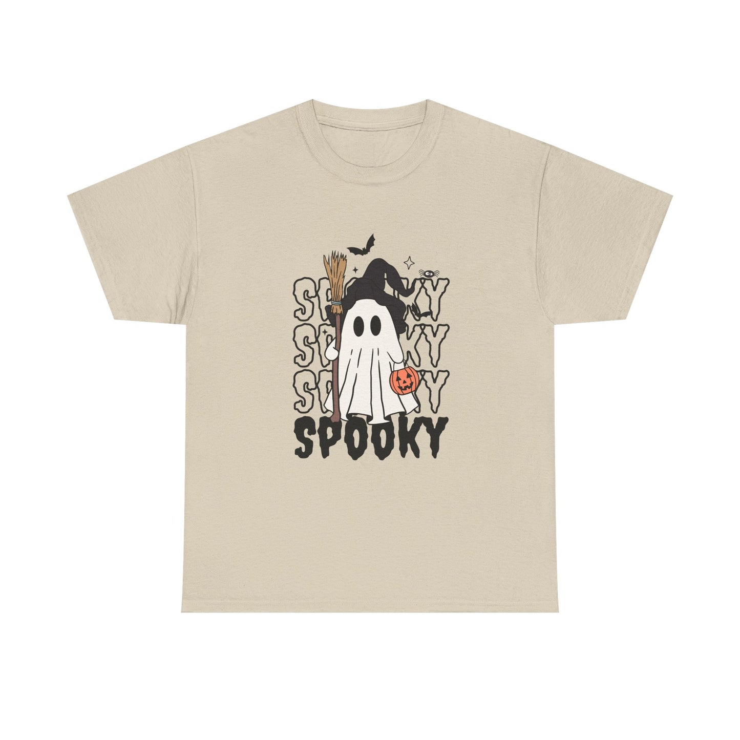 Spooky Ghost Unisex Heavy Cotton Tee - Halloween T-Shirt, Fall Fashion, Halloween Costume, Ghost Shirt, Casual Tee
