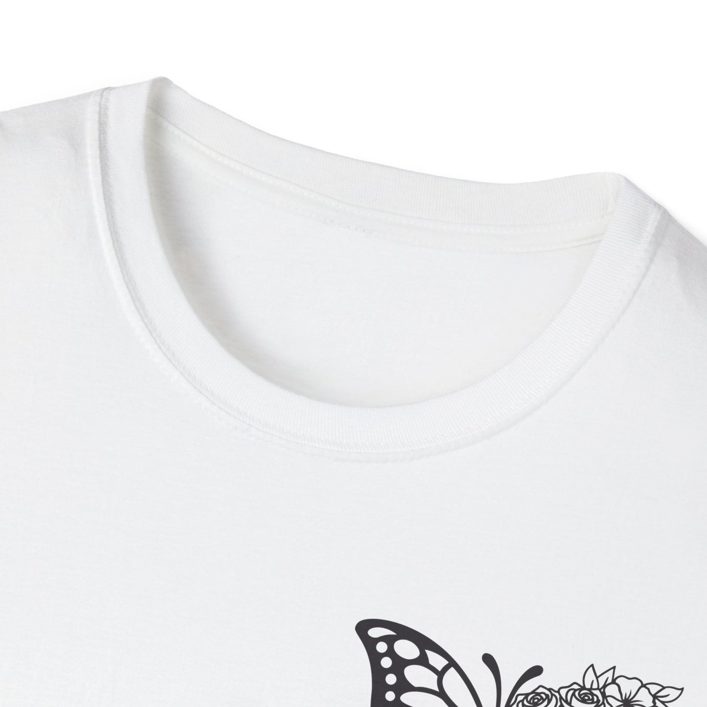 Butterfly Inspirational T-Shirt  Softstyle Tee for Nature Lovers, Casual Wear, Gift for Friends, Thoughtful Quote Shirt