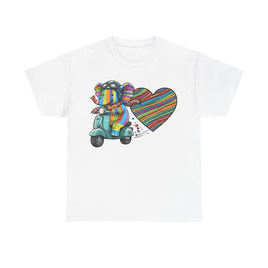 Vibrant Elephant Love Tee, Unisex Cotton T-Shirt, Colorful Graphic T-Shirt, Unique Gift for Animal Lovers, Casual Wear, Cute Apparel