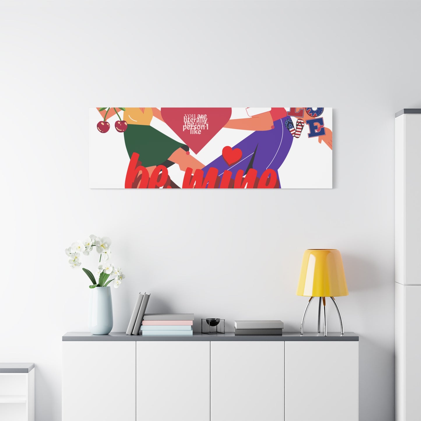 Vibrant Canvas Art Print, Cute Couple Dancing, Valentine's Gift, Home Decor, Love Quote Art, Heartfelt Wall Decoration