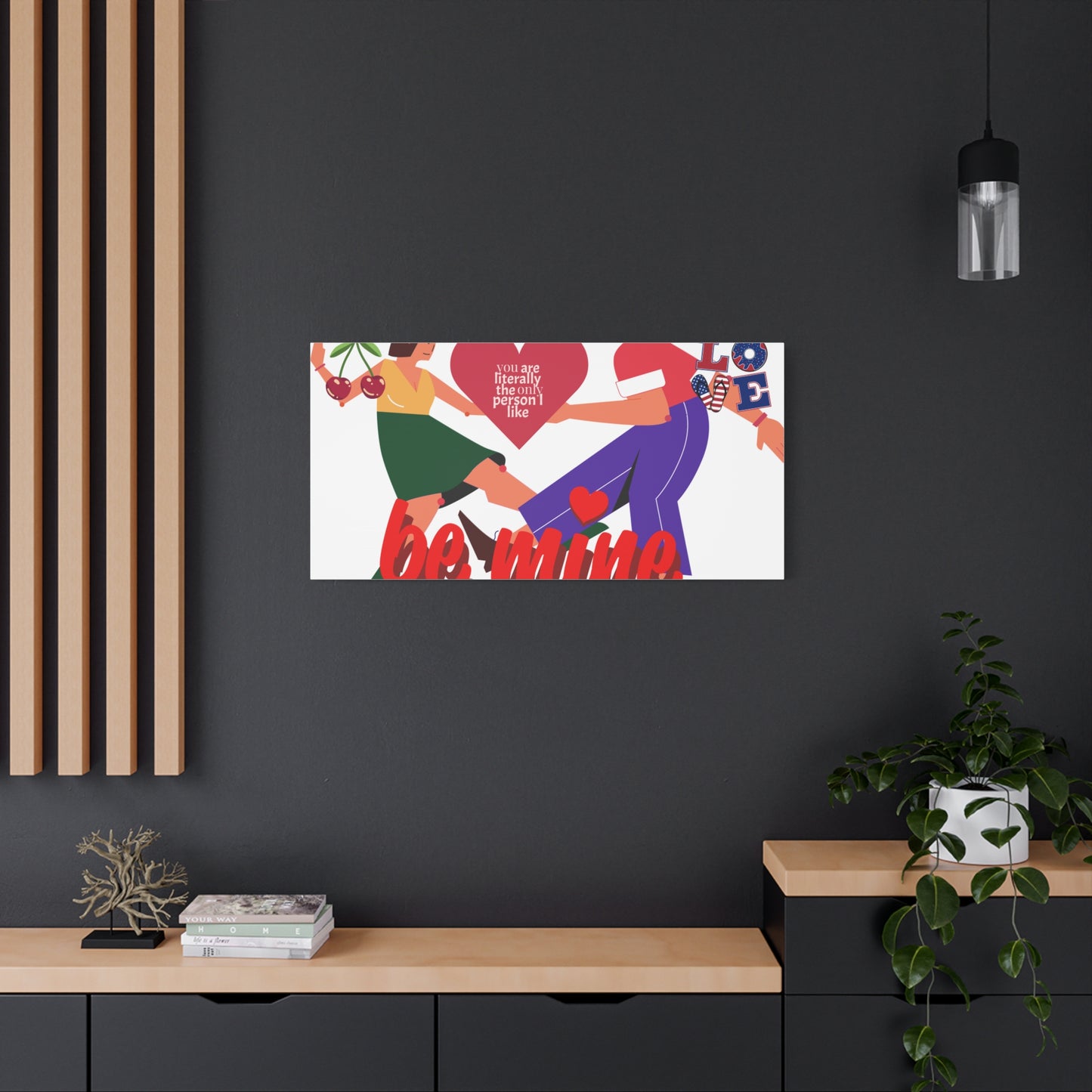 Vibrant Canvas Art Print, Cute Couple Dancing, Valentine's Gift, Home Decor, Love Quote Art, Heartfelt Wall Decoration