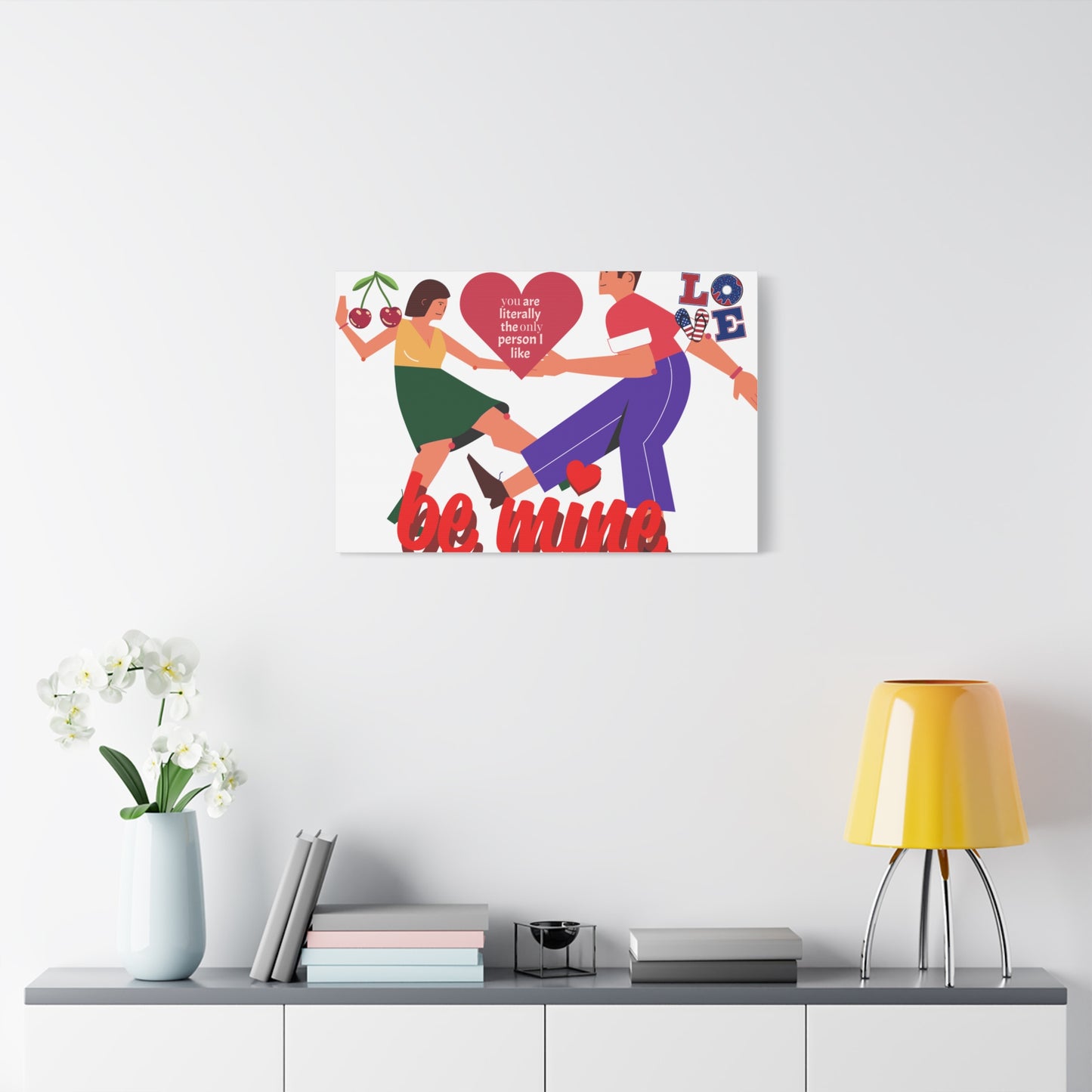 Vibrant Canvas Art Print, Cute Couple Dancing, Valentine's Gift, Home Decor, Love Quote Art, Heartfelt Wall Decoration