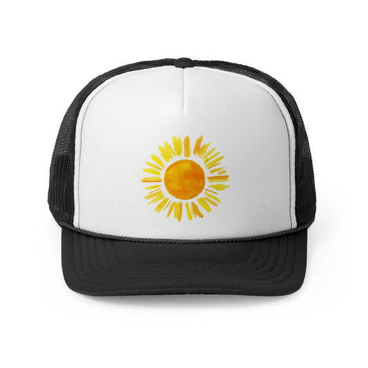 Sunny Vibes Trucker Cap | Summer Hat, Outdoor Cap, Gift for Nature Lovers, Festival Accessory, Sun-themed Cap