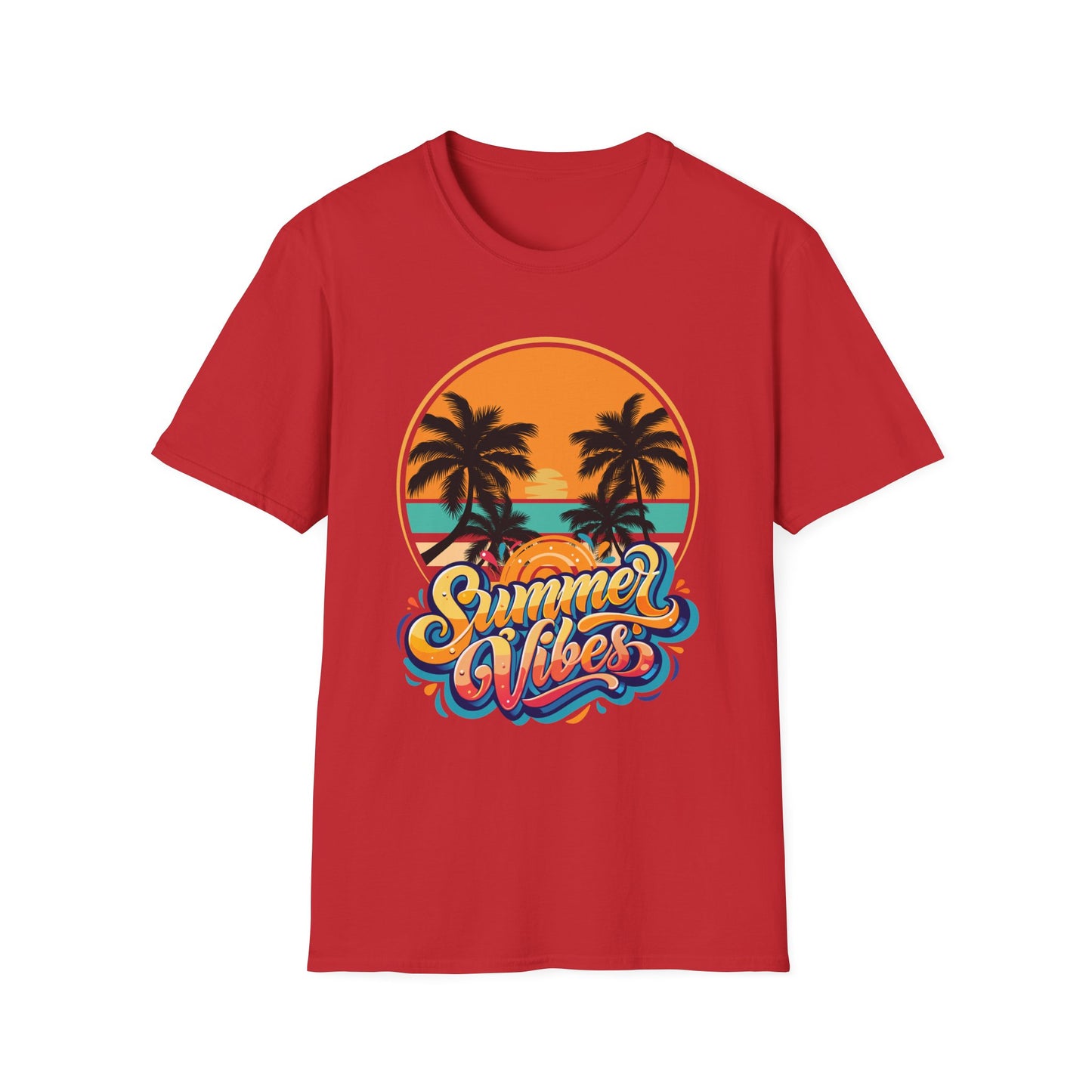 T-Shirt with Summer Vibes Graphic, Beach Lover Tee, Vacation Shirt, Fun Graphic Apparel, Sunshine Gift, Casual Summer Wear
