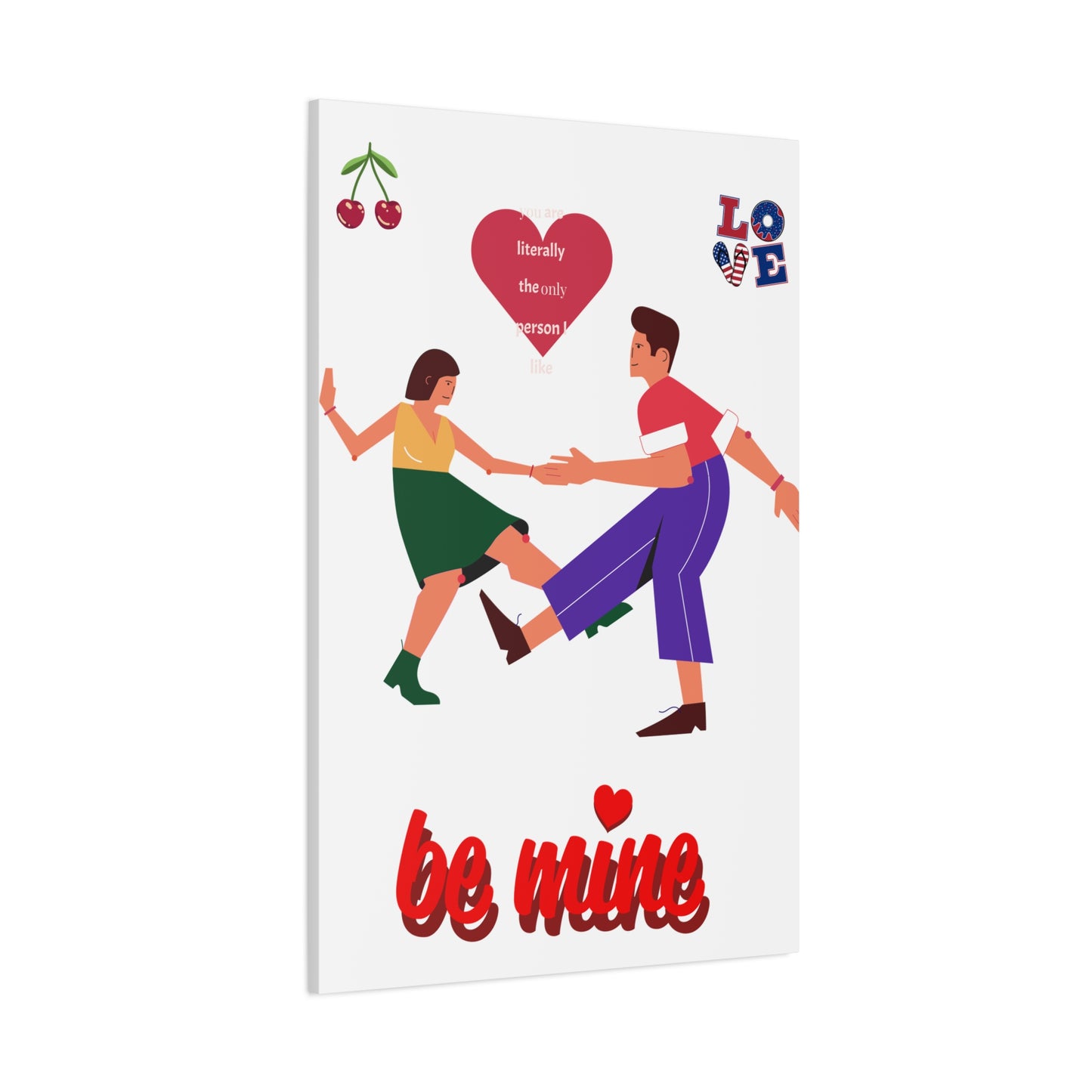 Vibrant Canvas Art Print, Cute Couple Dancing, Valentine's Gift, Home Decor, Love Quote Art, Heartfelt Wall Decoration