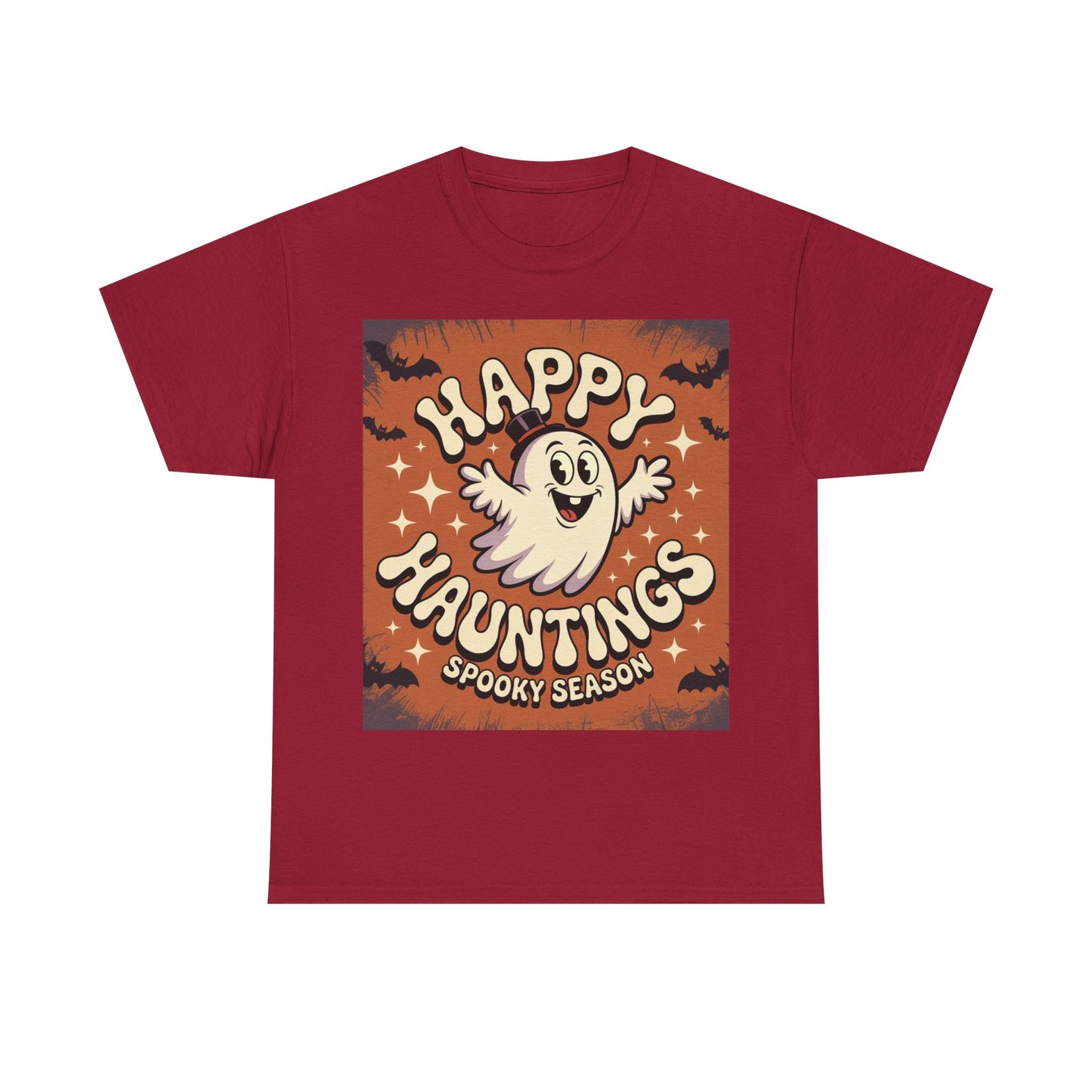 Happy Hauntings Unisex Halloween Tee, Spooky Season T-Shirt, Ghost Graphic Tee, Halloween Party Shirt, Casual Fall Wear