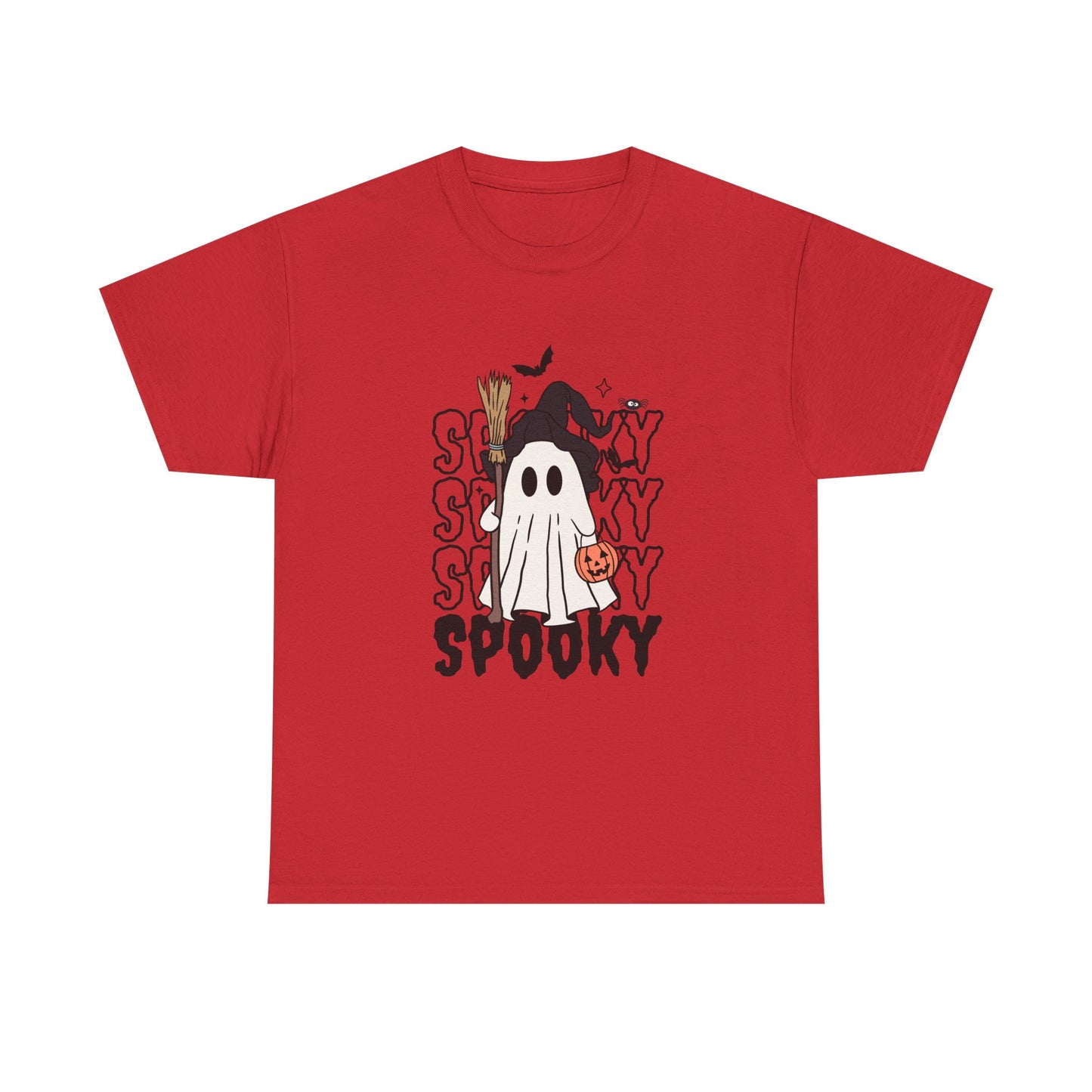 Spooky Ghost Unisex Heavy Cotton Tee - Halloween T-Shirt, Fall Fashion, Halloween Costume, Ghost Shirt, Casual Tee