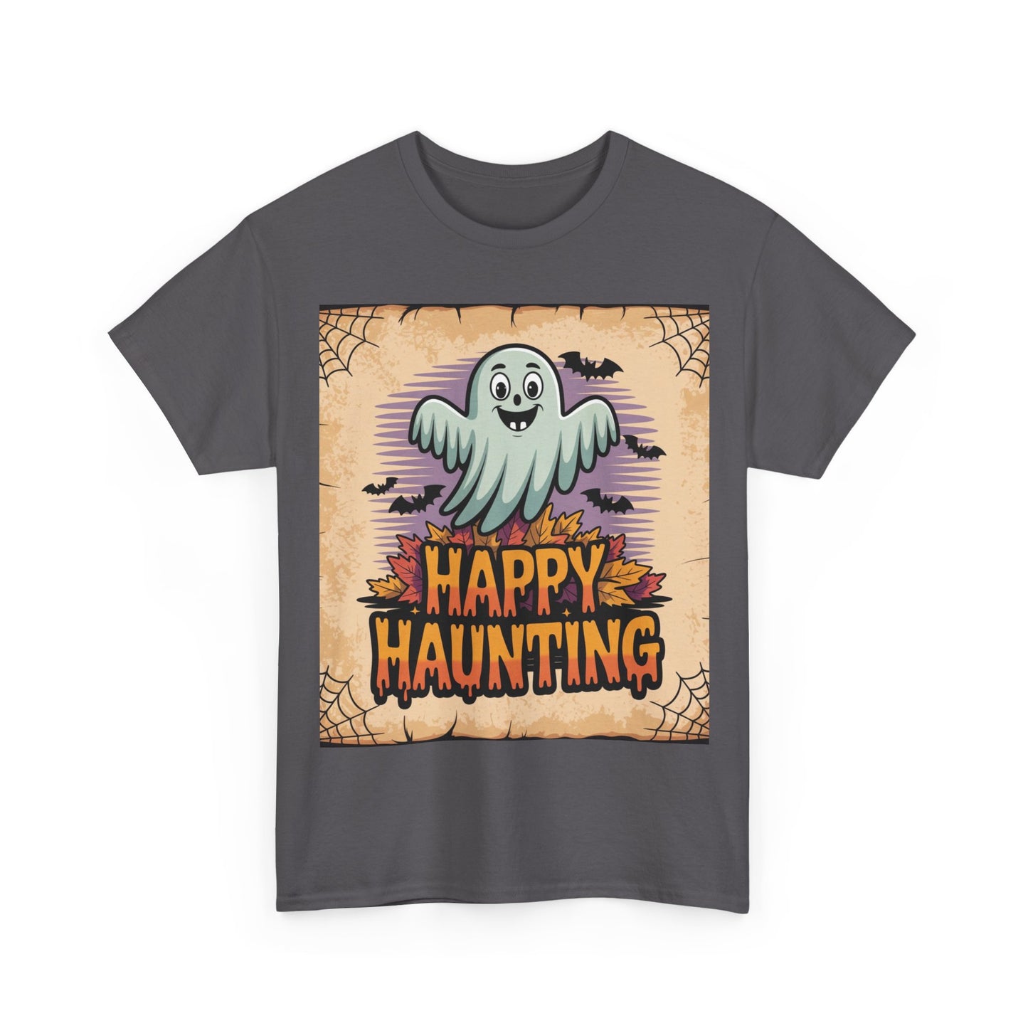 Halloween Ghost Tee, Happy Haunting Cotton Shirt, Unisex Spooky T-Shirt, Fall Festive Apparel, Ghostly Fun Clothing