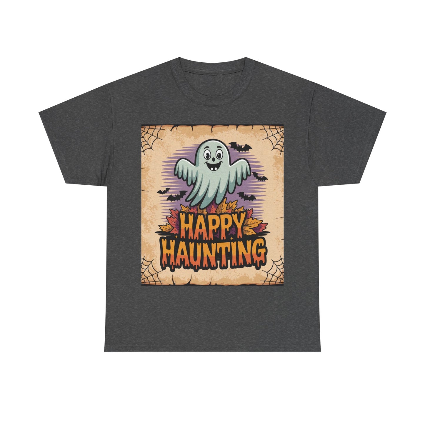 Halloween Ghost Tee, Happy Haunting Cotton Shirt, Unisex Spooky T-Shirt, Fall Festive Apparel, Ghostly Fun Clothing