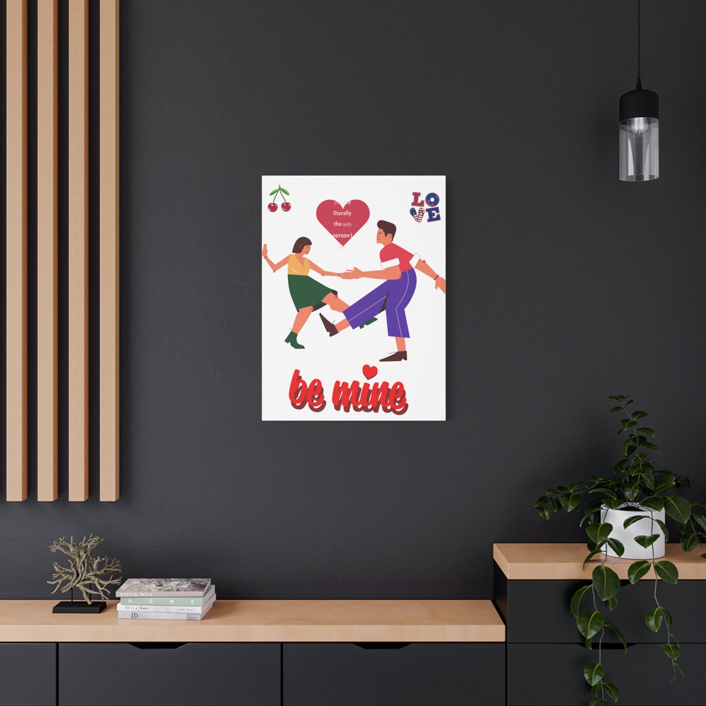 Vibrant Canvas Art Print, Cute Couple Dancing, Valentine's Gift, Home Decor, Love Quote Art, Heartfelt Wall Decoration