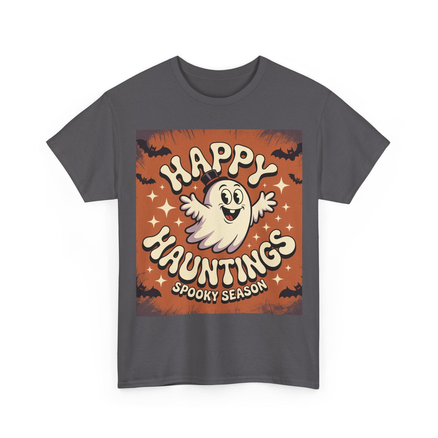 Happy Hauntings Unisex Halloween Tee, Spooky Season T-Shirt, Ghost Graphic Tee, Halloween Party Shirt, Casual Fall Wear