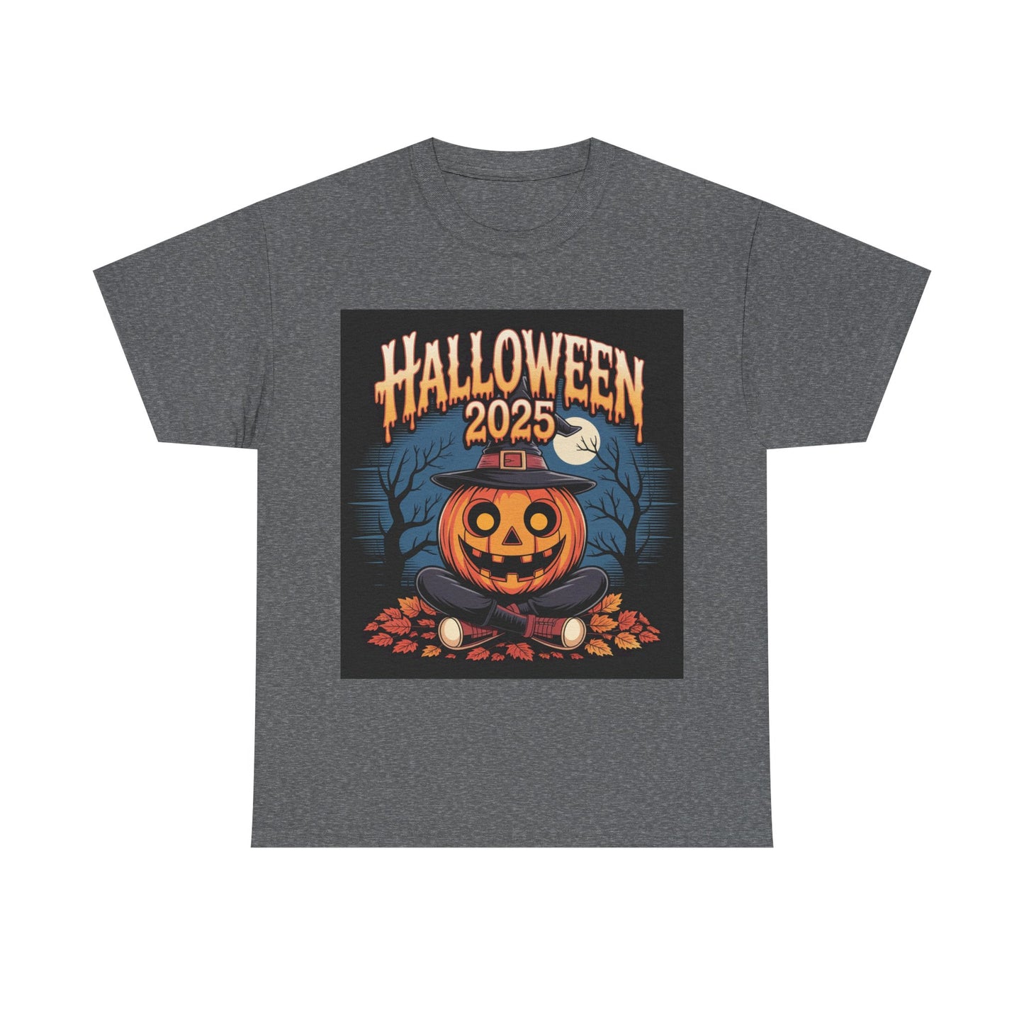 Halloween Pumpkin Tee, Unisex Heavy Cotton Tee, Spooky T-Shirt, Fall Apparel, Halloween 2025, Halloween Costumes, Autumn Fashion