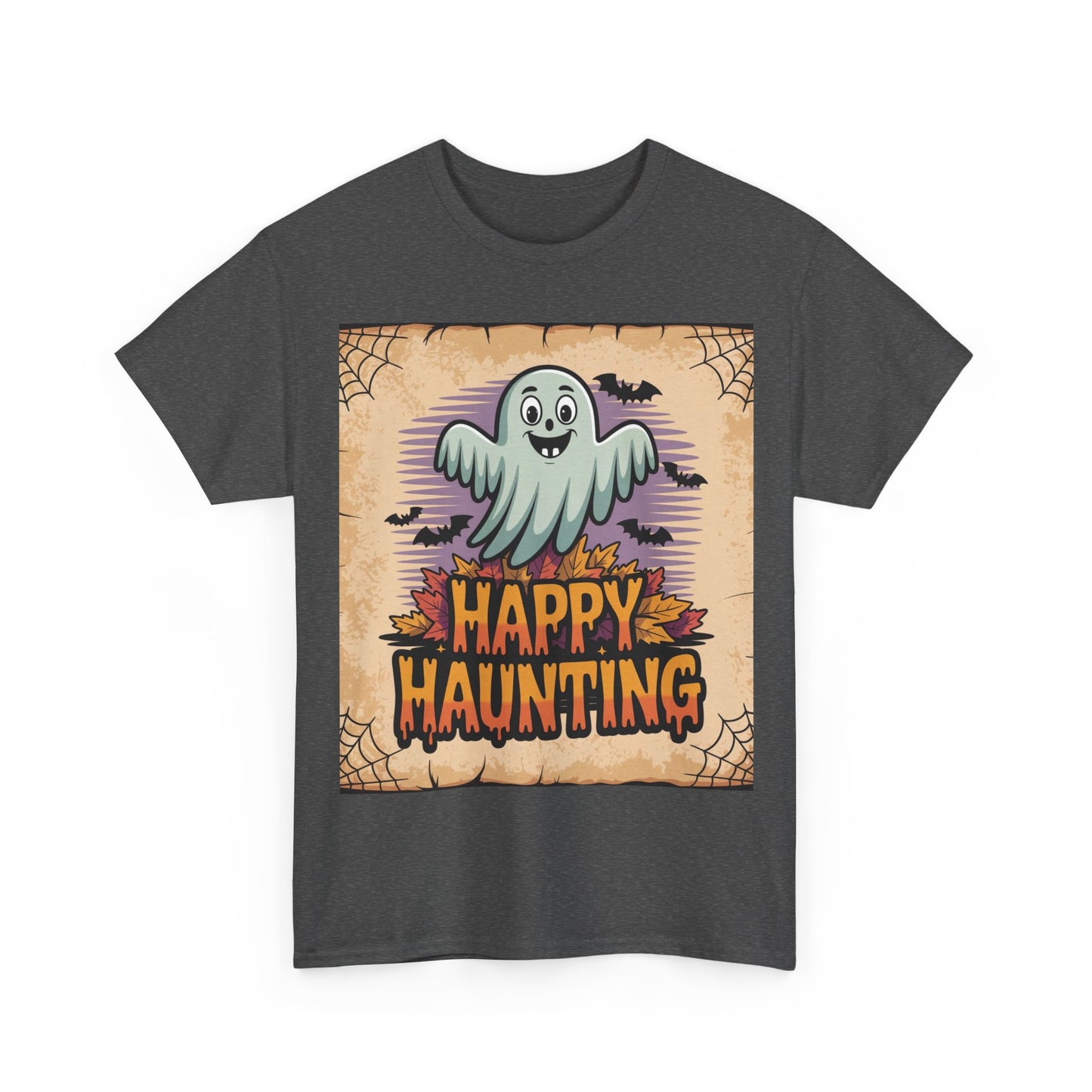 Halloween Ghost Tee, Happy Haunting Cotton Shirt, Unisex Spooky T-Shirt, Fall Festive Apparel, Ghostly Fun Clothing
