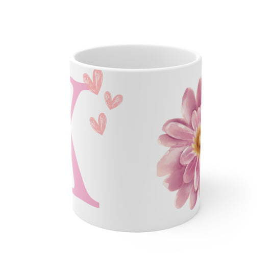 Personalized Floral Letter Coffee Mug, Custom Initial Cup, Gift for Her, Mother's Day, Birthday, Coffee Lover's Cup