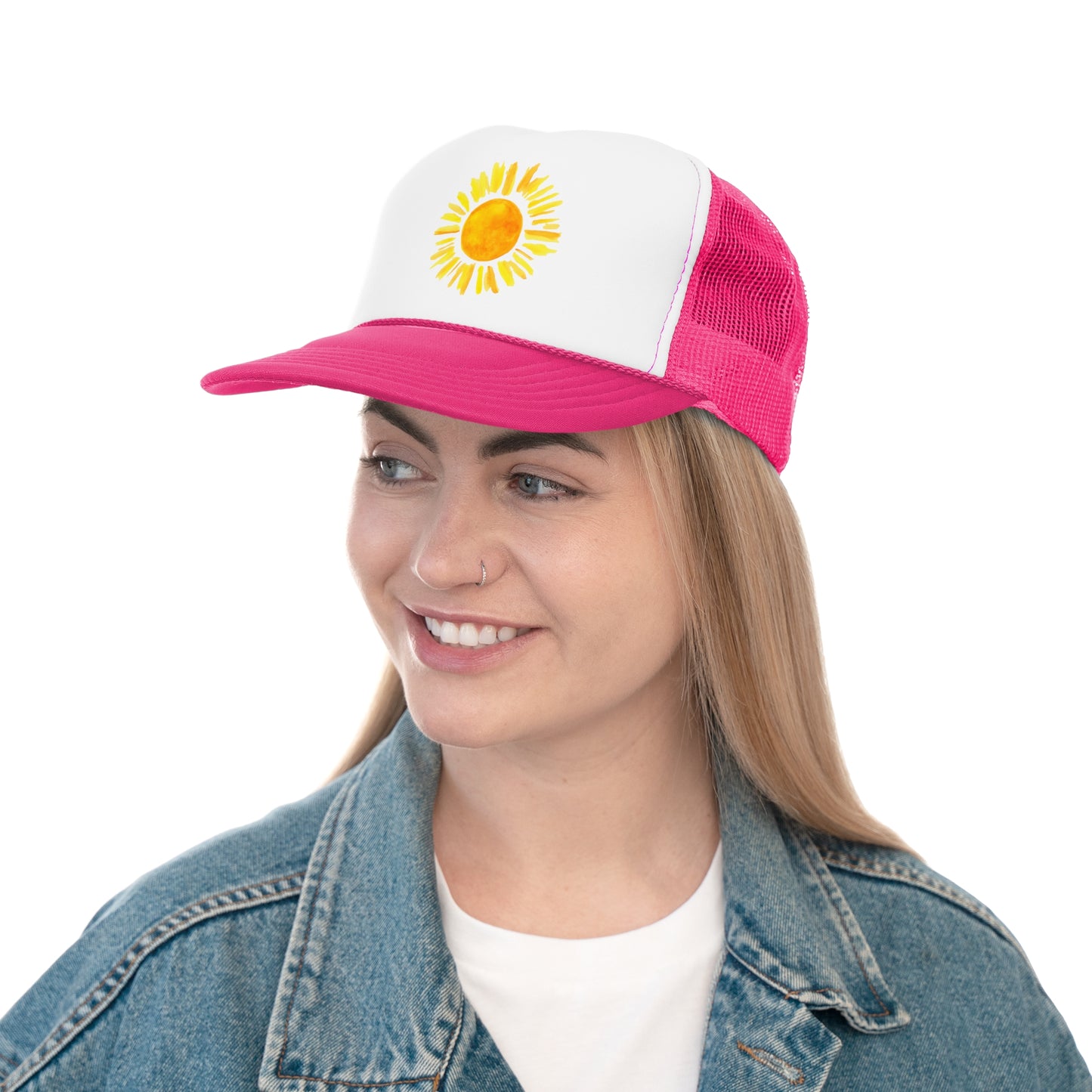 Sunny Vibes Trucker Cap | Summer Hat, Outdoor Cap, Gift for Nature Lovers, Festival Accessory, Sun-themed Cap