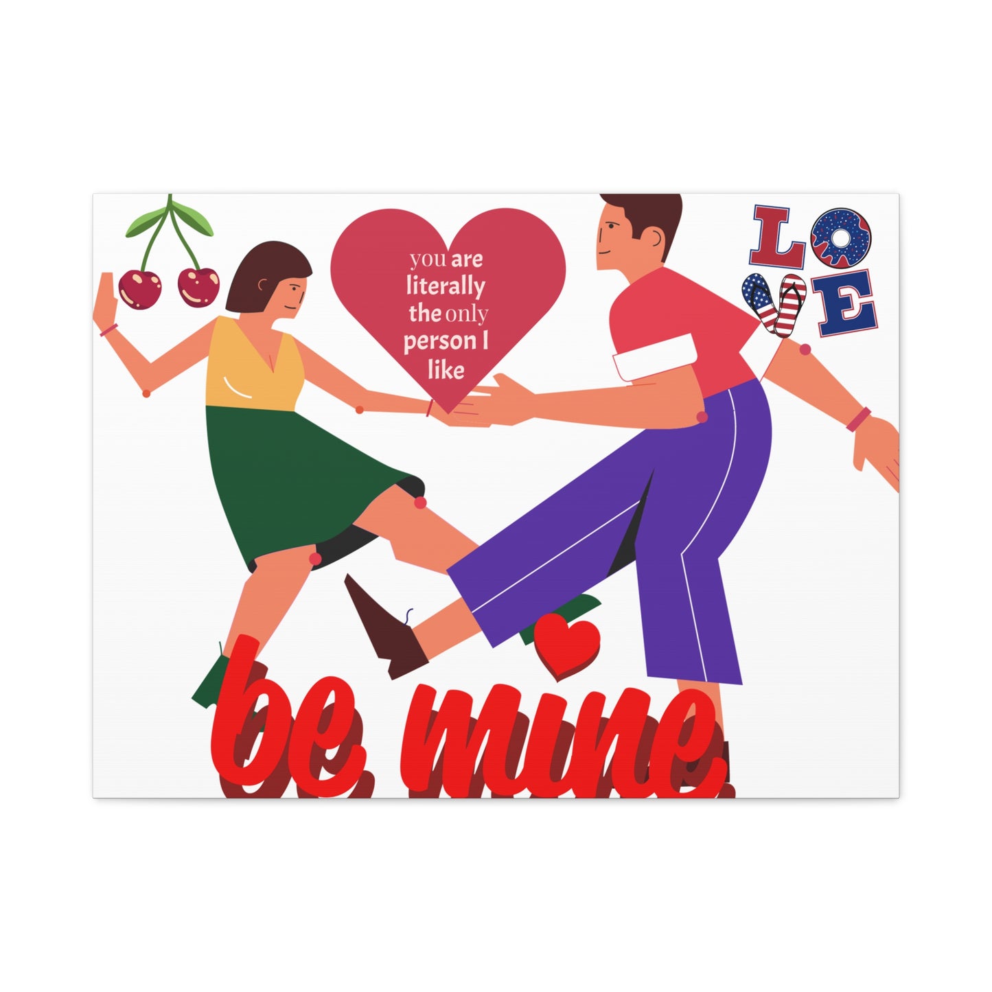 Vibrant Canvas Art Print, Cute Couple Dancing, Valentine's Gift, Home Decor, Love Quote Art, Heartfelt Wall Decoration