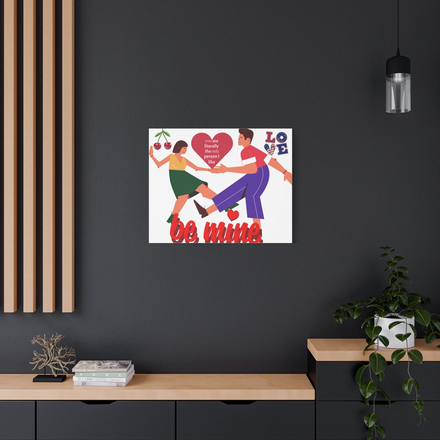 Vibrant Canvas Art Print, Cute Couple Dancing, Valentine's Gift, Home Decor, Love Quote Art, Heartfelt Wall Decoration