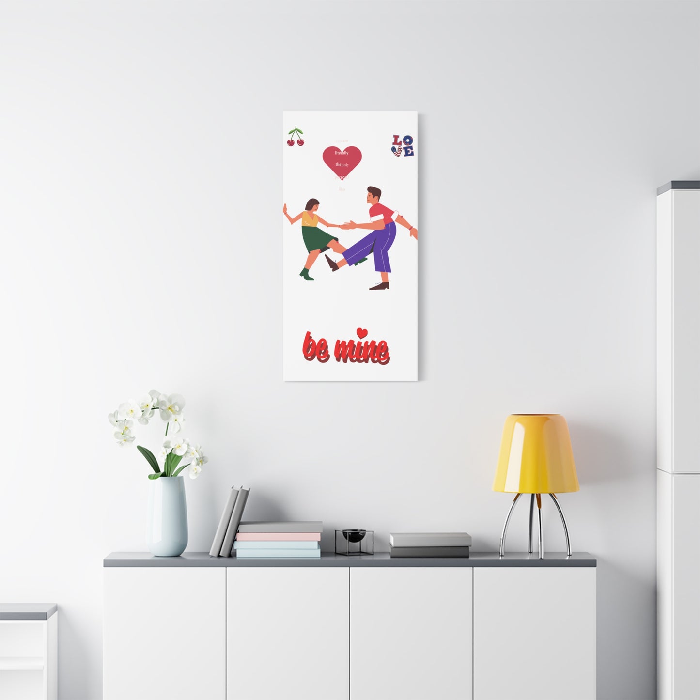 Vibrant Canvas Art Print, Cute Couple Dancing, Valentine's Gift, Home Decor, Love Quote Art, Heartfelt Wall Decoration