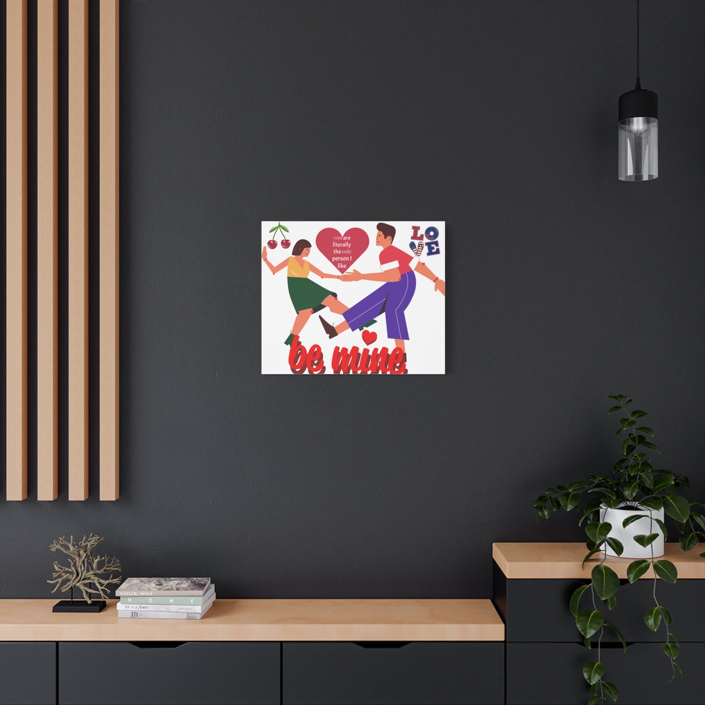 Vibrant Canvas Art Print, Cute Couple Dancing, Valentine's Gift, Home Decor, Love Quote Art, Heartfelt Wall Decoration