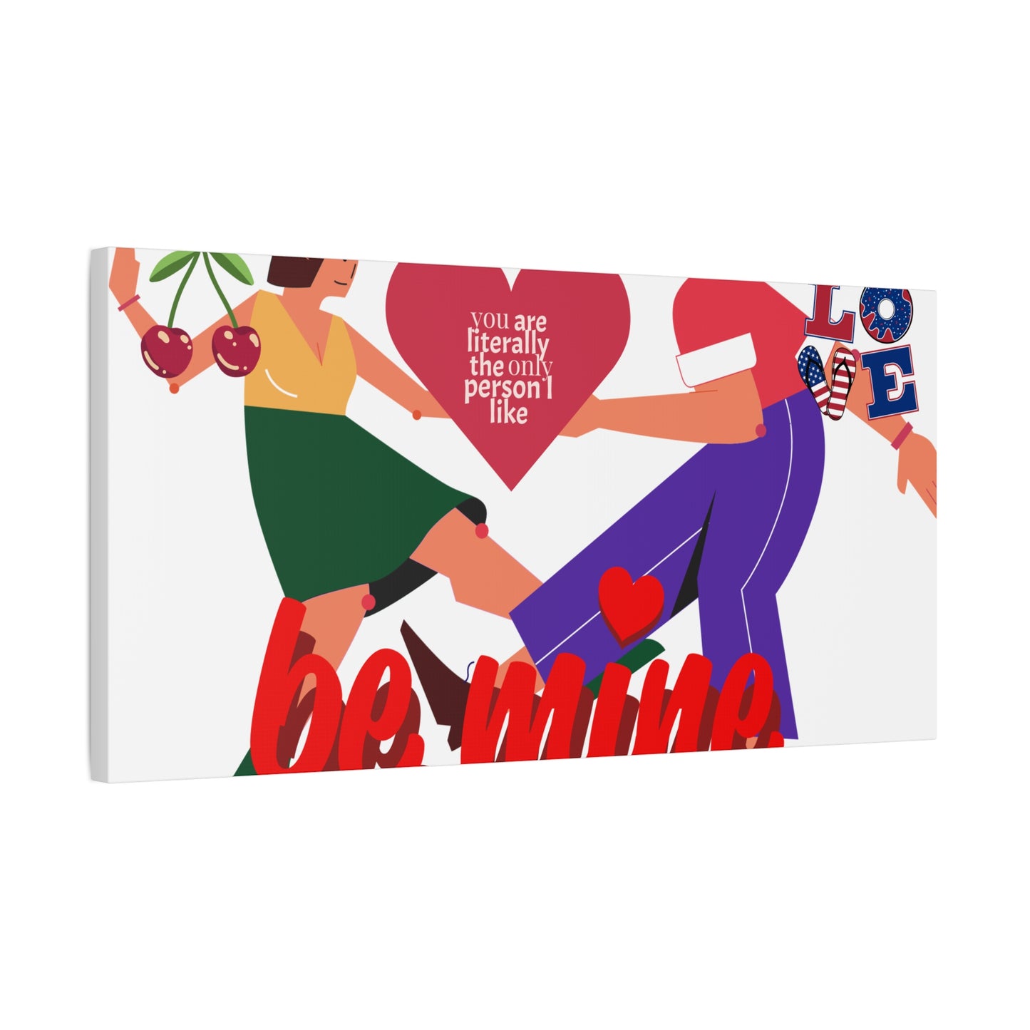 Vibrant Canvas Art Print, Cute Couple Dancing, Valentine's Gift, Home Decor, Love Quote Art, Heartfelt Wall Decoration