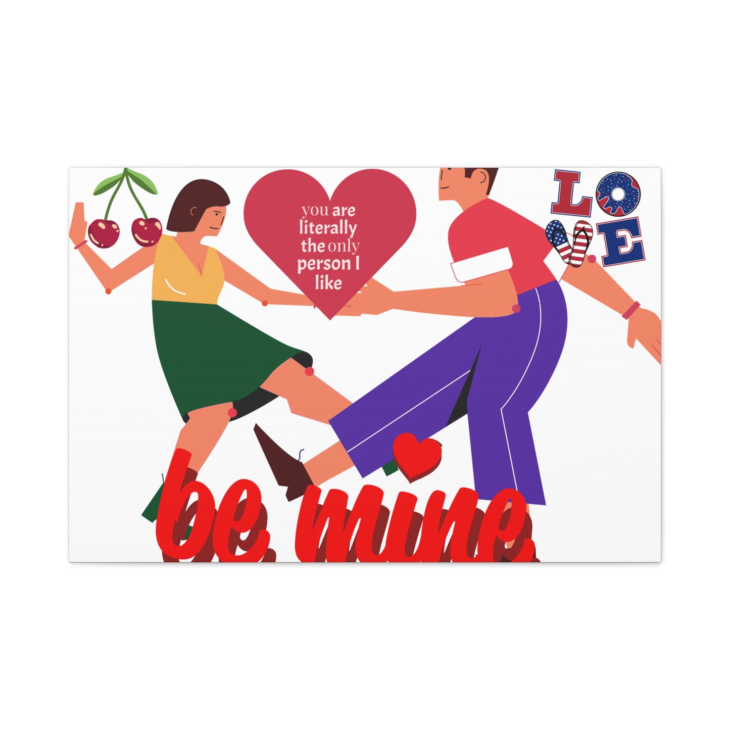 Vibrant Canvas Art Print, Cute Couple Dancing, Valentine's Gift, Home Decor, Love Quote Art, Heartfelt Wall Decoration