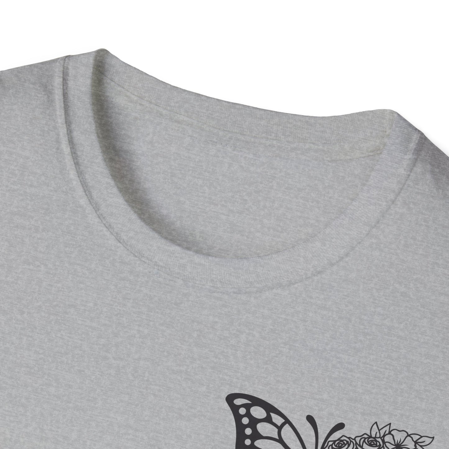 Butterfly Inspirational T-Shirt  Softstyle Tee for Nature Lovers, Casual Wear, Gift for Friends, Thoughtful Quote Shirt