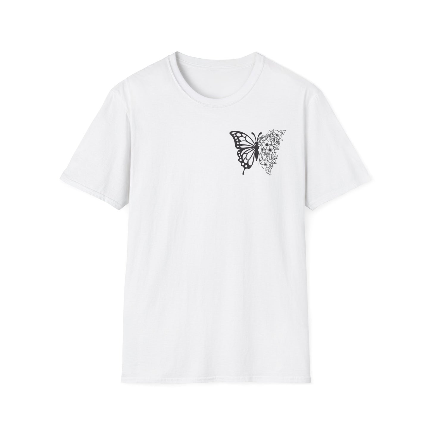 Butterfly Inspirational T-Shirt  Softstyle Tee for Nature Lovers, Casual Wear, Gift for Friends, Thoughtful Quote Shirt