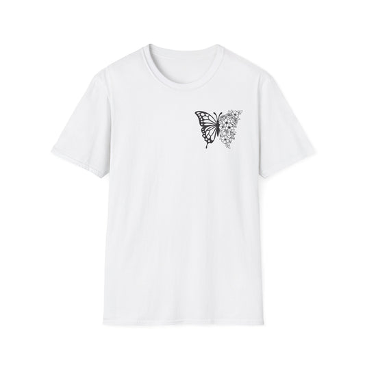Butterfly Inspirational T-Shirt  Softstyle Tee for Nature Lovers, Casual Wear, Gift for Friends, Thoughtful Quote Shirt