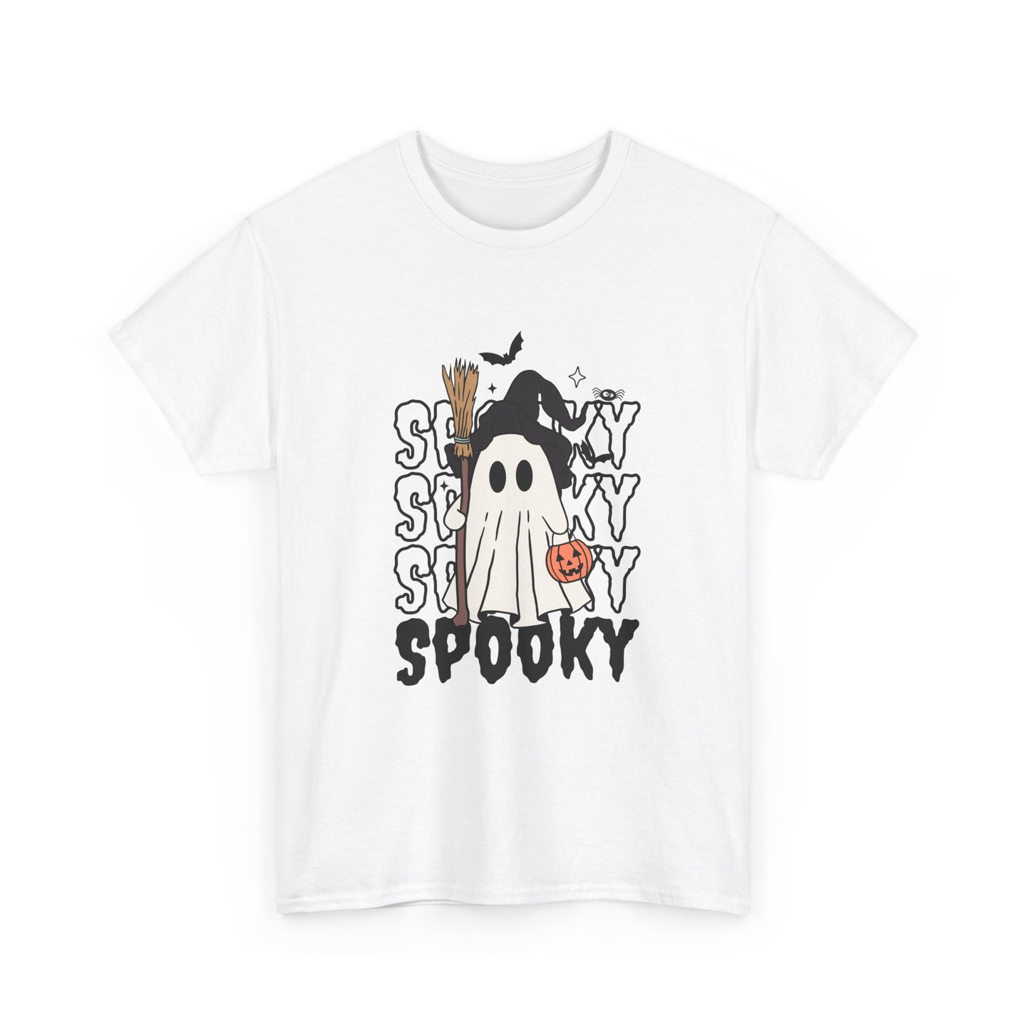 Spooky Ghost Unisex Heavy Cotton Tee - Halloween T-Shirt, Fall Fashion, Halloween Costume, Ghost Shirt, Casual Tee