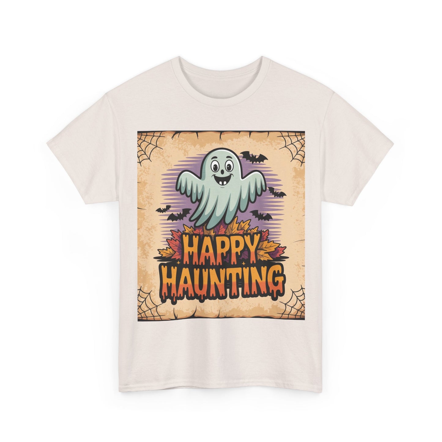 Halloween Ghost Tee, Happy Haunting Cotton Shirt, Unisex Spooky T-Shirt, Fall Festive Apparel, Ghostly Fun Clothing