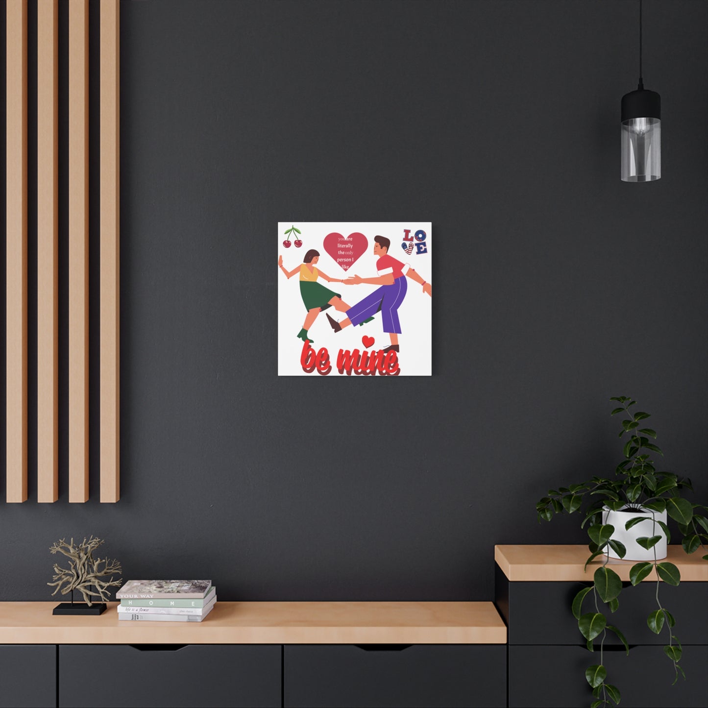 Vibrant Canvas Art Print, Cute Couple Dancing, Valentine's Gift, Home Decor, Love Quote Art, Heartfelt Wall Decoration