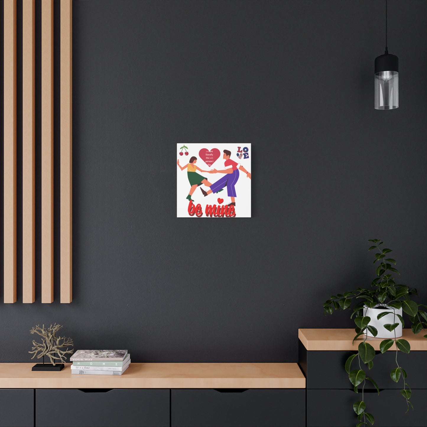 Vibrant Canvas Art Print, Cute Couple Dancing, Valentine's Gift, Home Decor, Love Quote Art, Heartfelt Wall Decoration