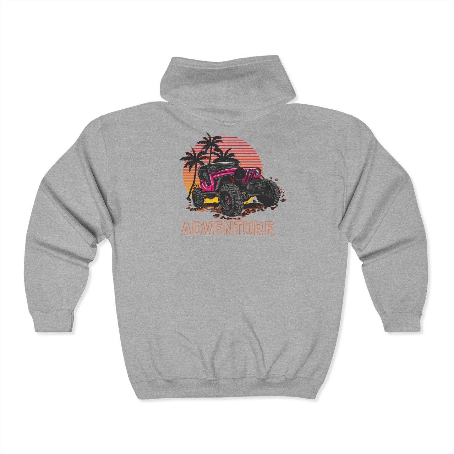 Adventure-Themed Full Zip Hoodie, Unisex Casual Sweatshirt for Outdoor Lovers, Perfect for Camping, Gifts for Him & Her