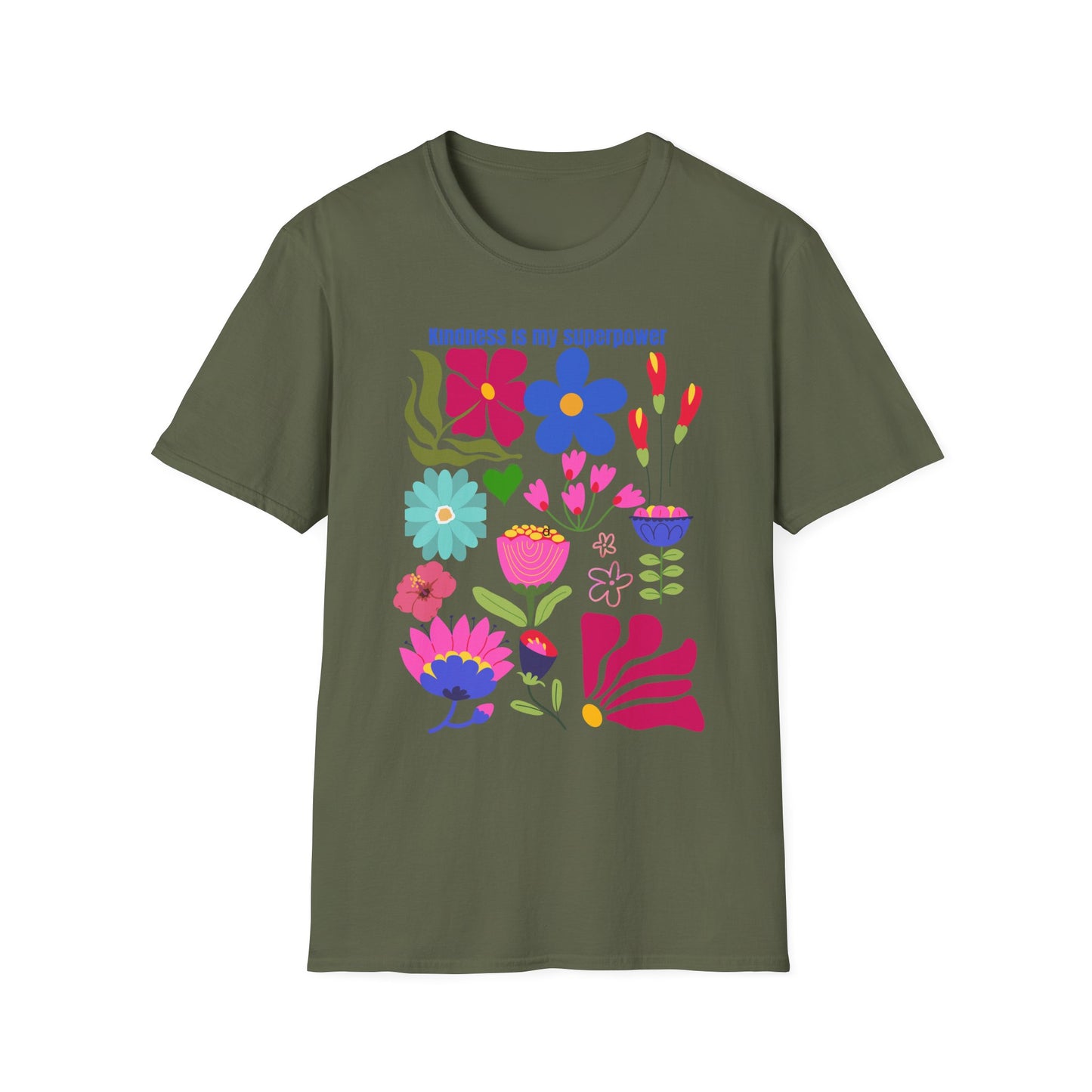 Colorful Kindness Is My Superpower T-Shirt - Floral Graphic Tee, Gift for Friends, Positive Vibes Apparel, Casual Summer Top, Art [...]