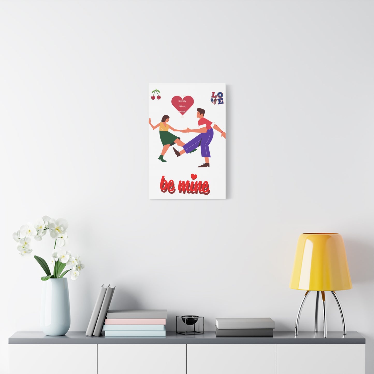 Vibrant Canvas Art Print, Cute Couple Dancing, Valentine's Gift, Home Decor, Love Quote Art, Heartfelt Wall Decoration