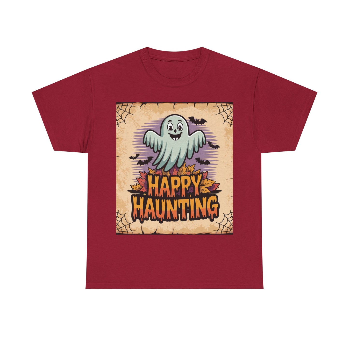 Halloween Ghost Tee, Happy Haunting Cotton Shirt, Unisex Spooky T-Shirt, Fall Festive Apparel, Ghostly Fun Clothing