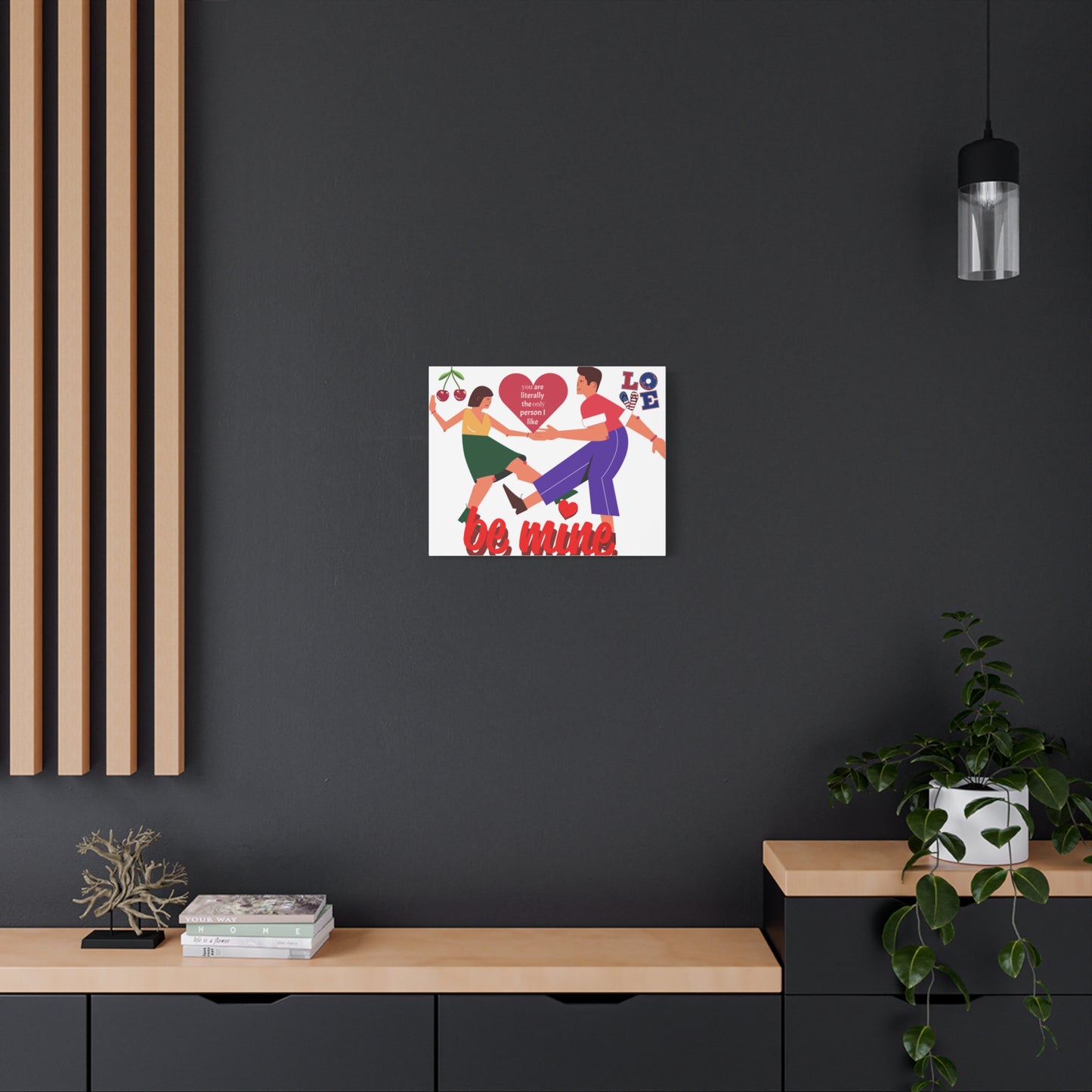 Vibrant Canvas Art Print, Cute Couple Dancing, Valentine's Gift, Home Decor, Love Quote Art, Heartfelt Wall Decoration
