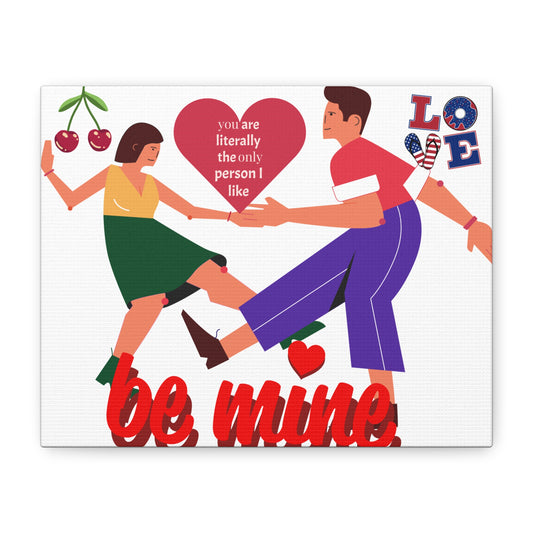Vibrant Canvas Art Print, Cute Couple Dancing, Valentine's Gift, Home Decor, Love Quote Art, Heartfelt Wall Decoration